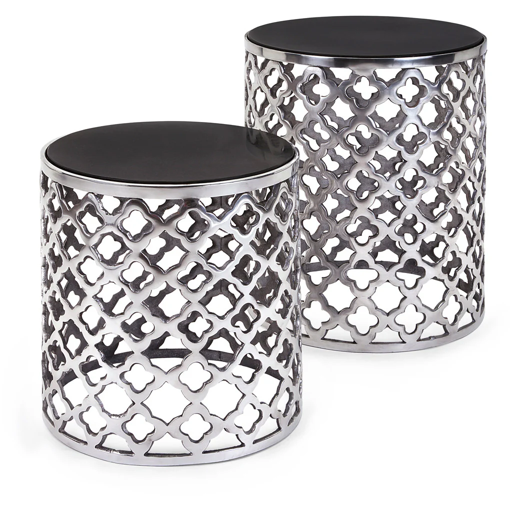 Abrams 2-Piece Black Marble Top Tables