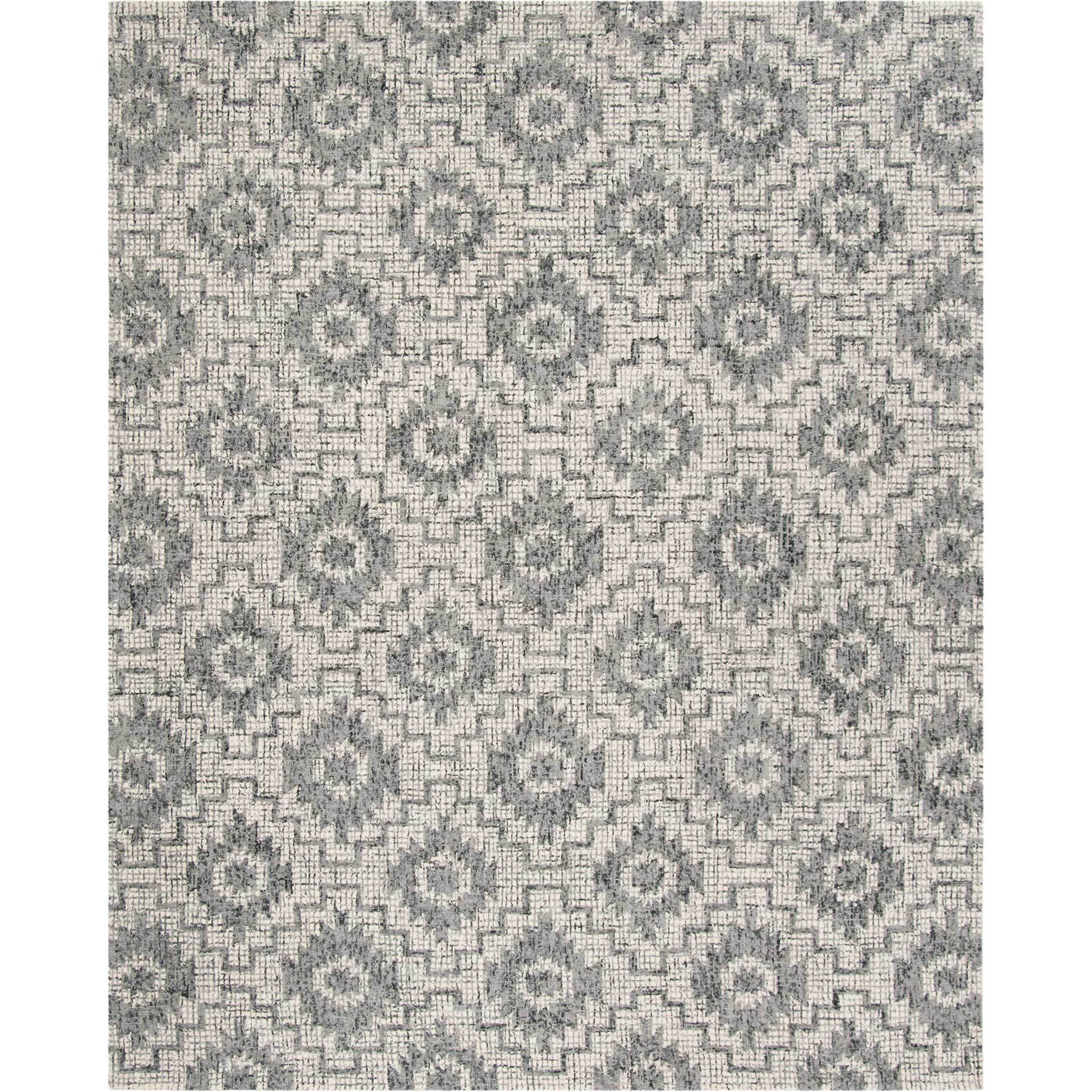 Abstract Ivory/Dark Gray Area Rug