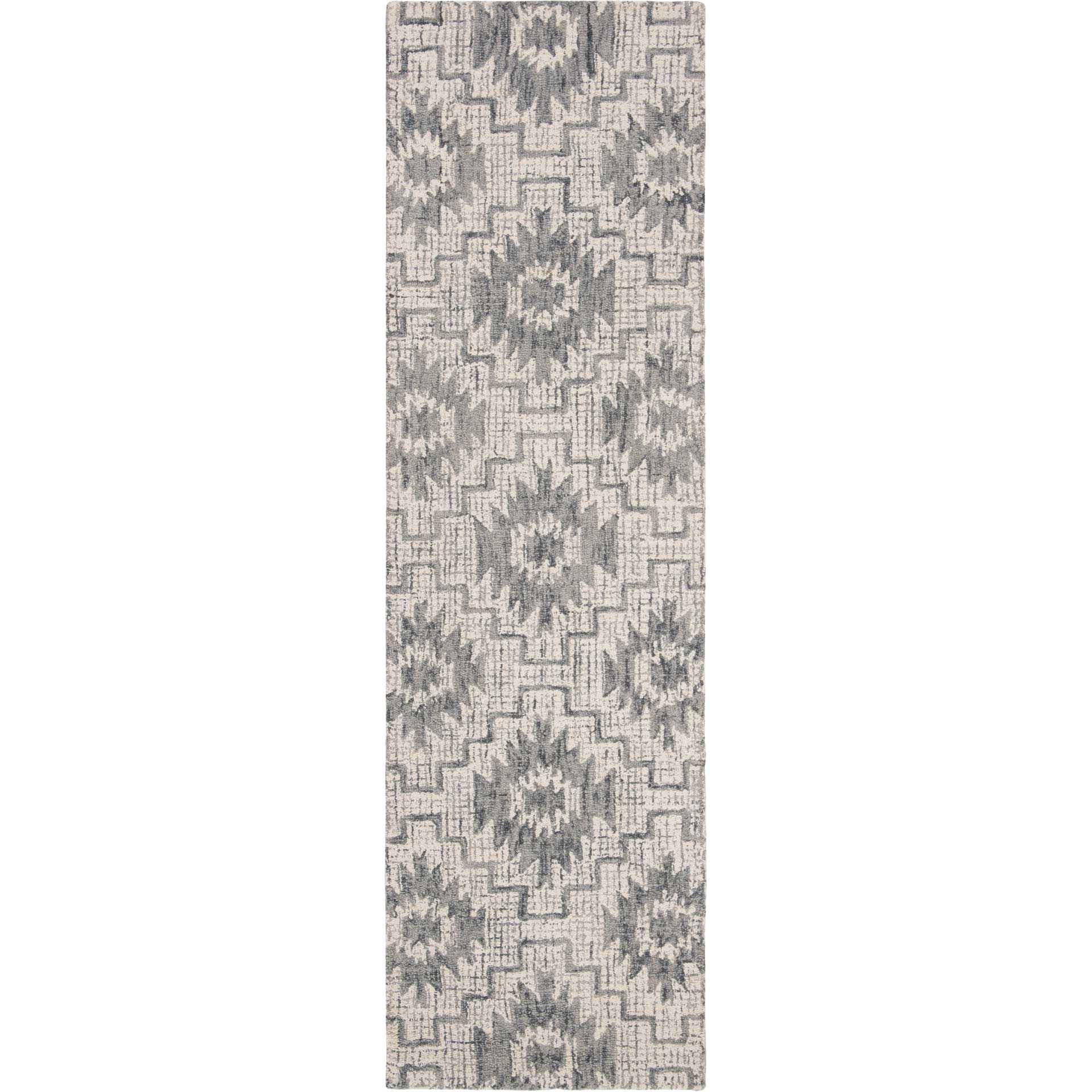 Abstract Ivory/Dark Gray Runner Rug