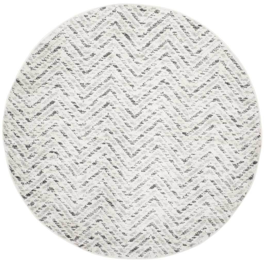 Adirondack Chevron Ivory/Charcoal Round Rug