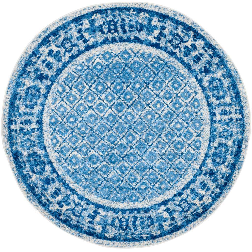 Adirondack Diamond Silver/Blue Round Rug