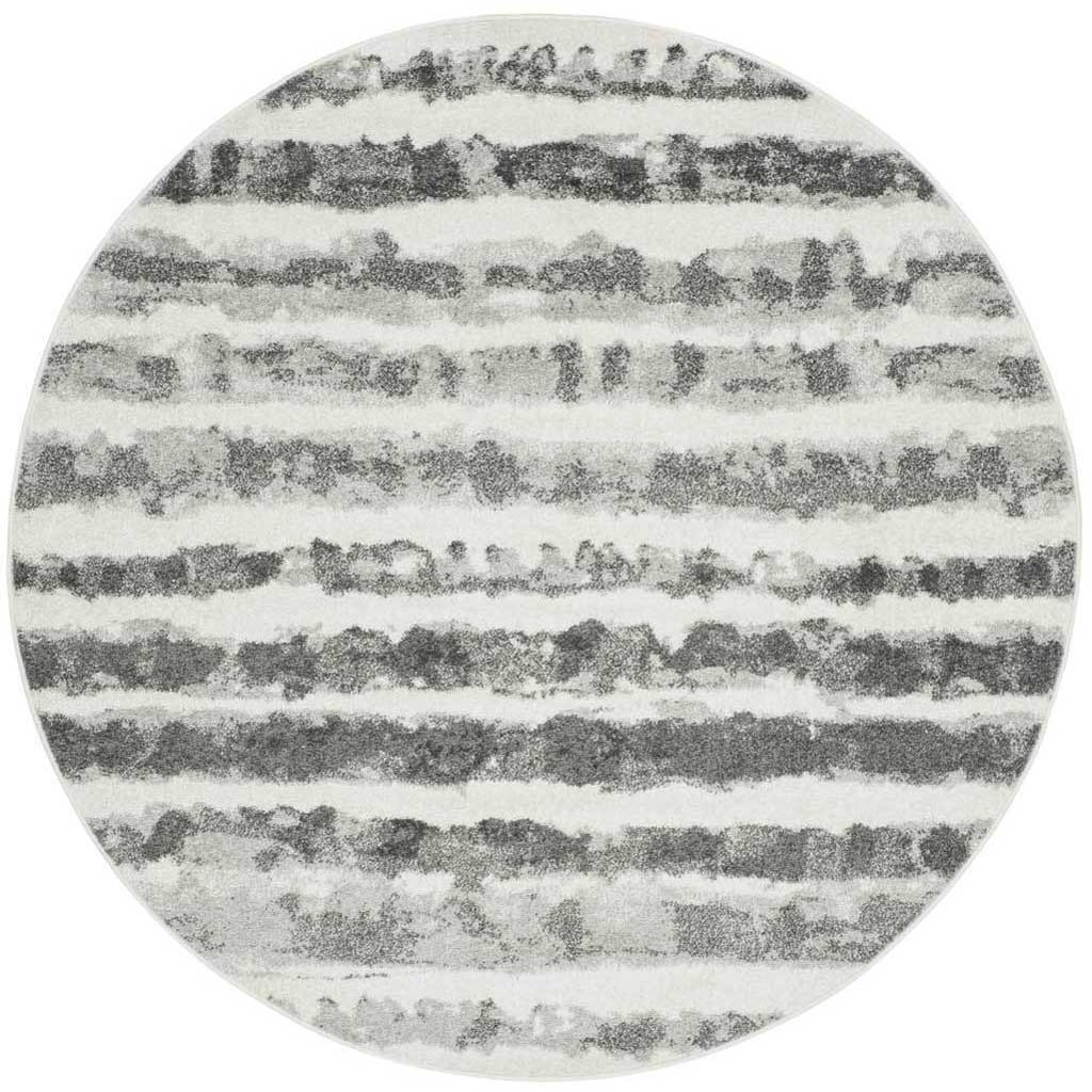 Adirondack Ivory/Charcoal Round Rug