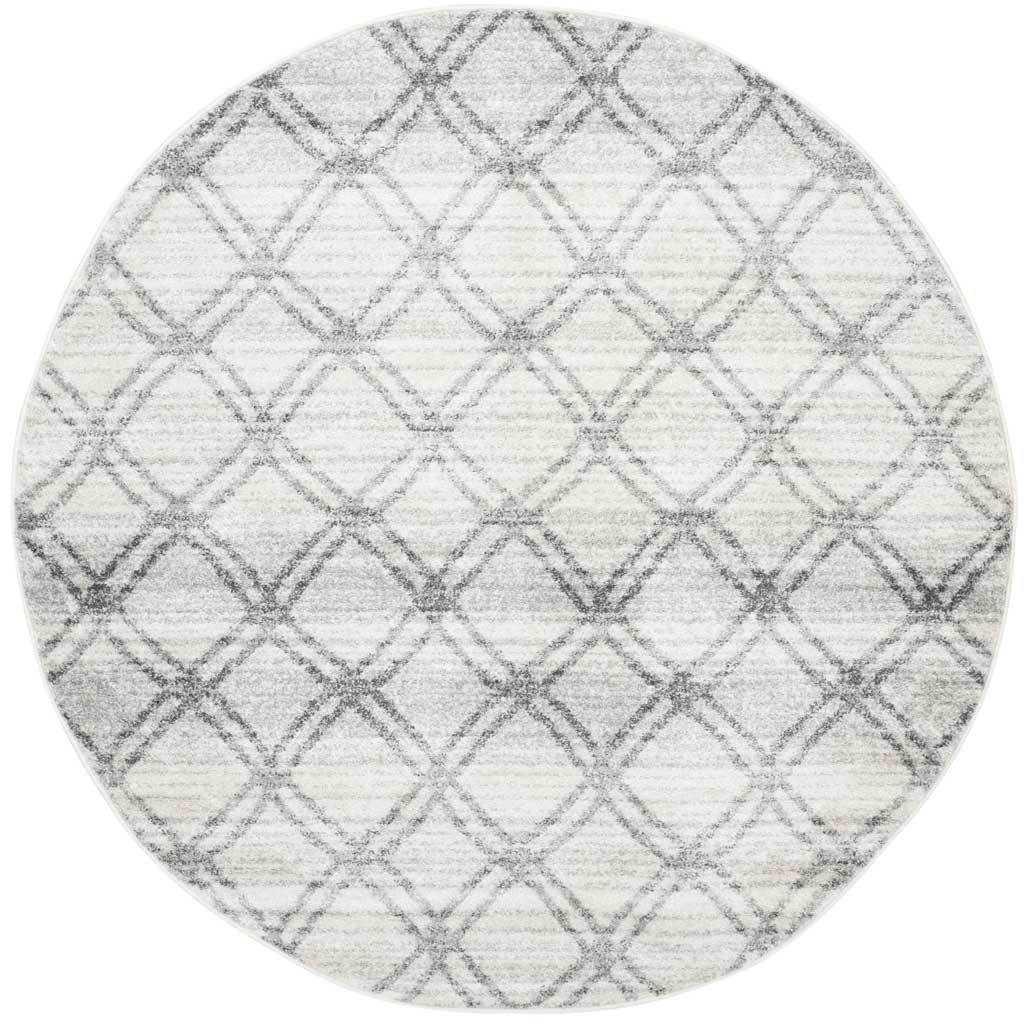 Adirondack Lattice Silver/Charcoal Round Rug
