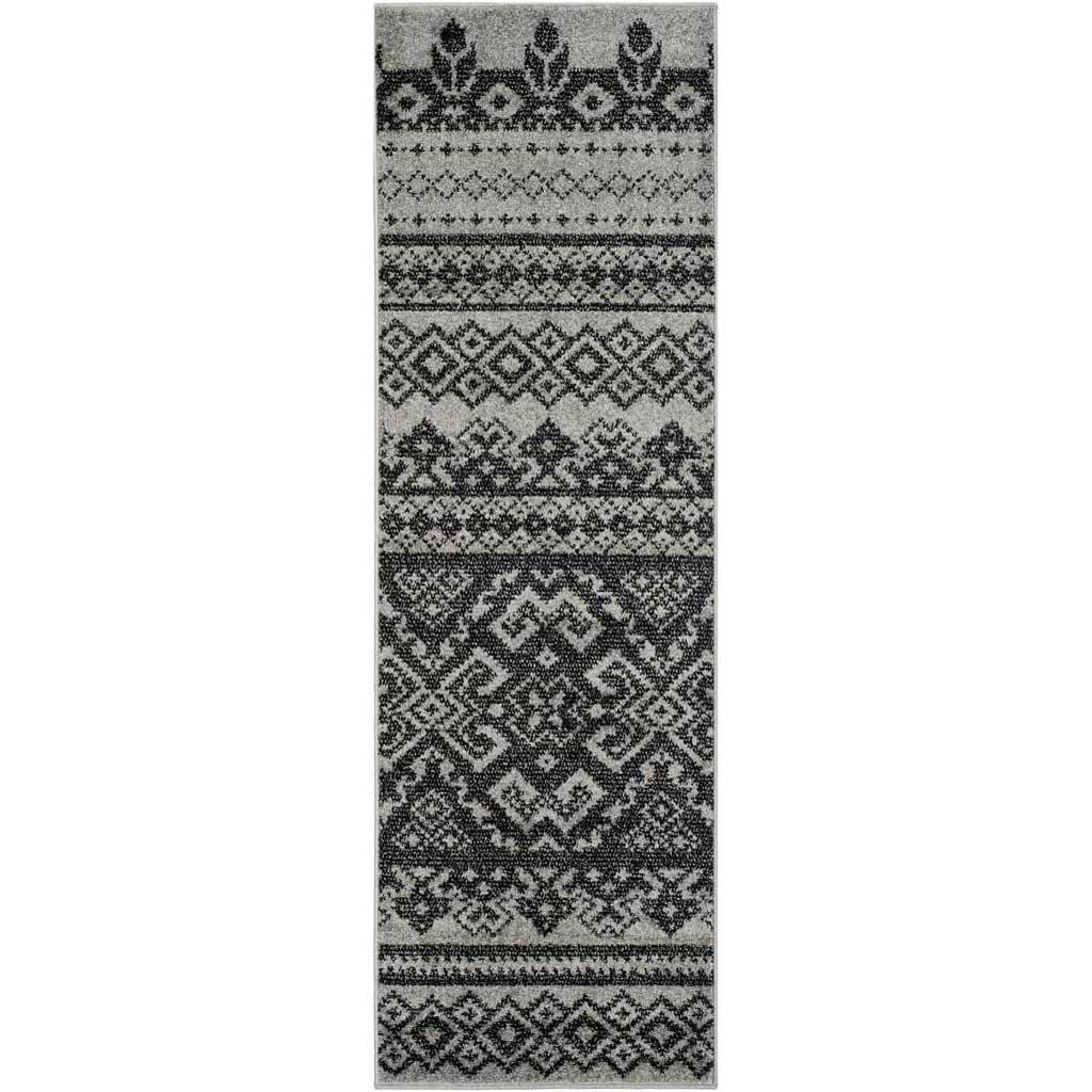 Adirondack Tribal Silver/Black Runner Rug