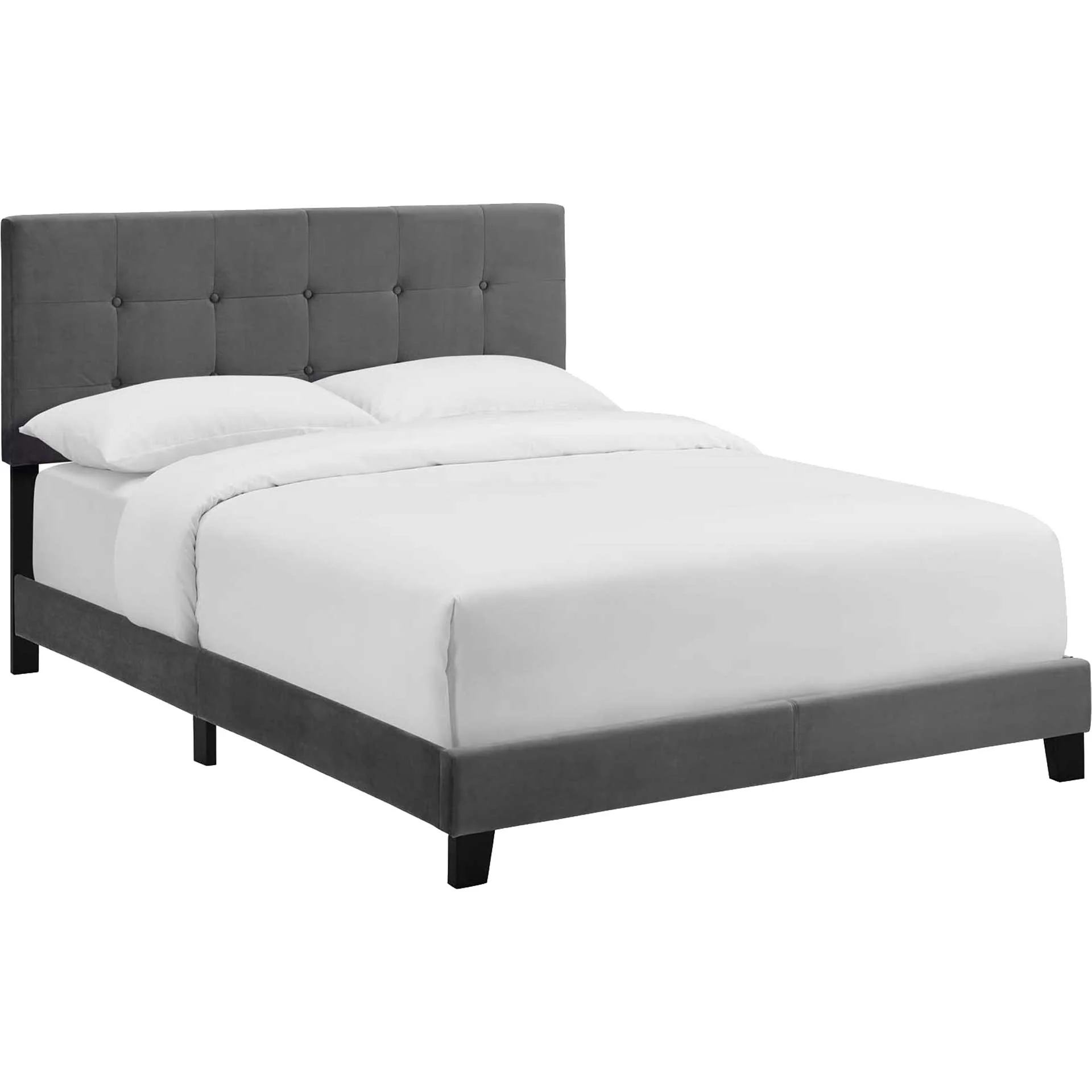 Adriane Upholstered Velvet Bed Gray