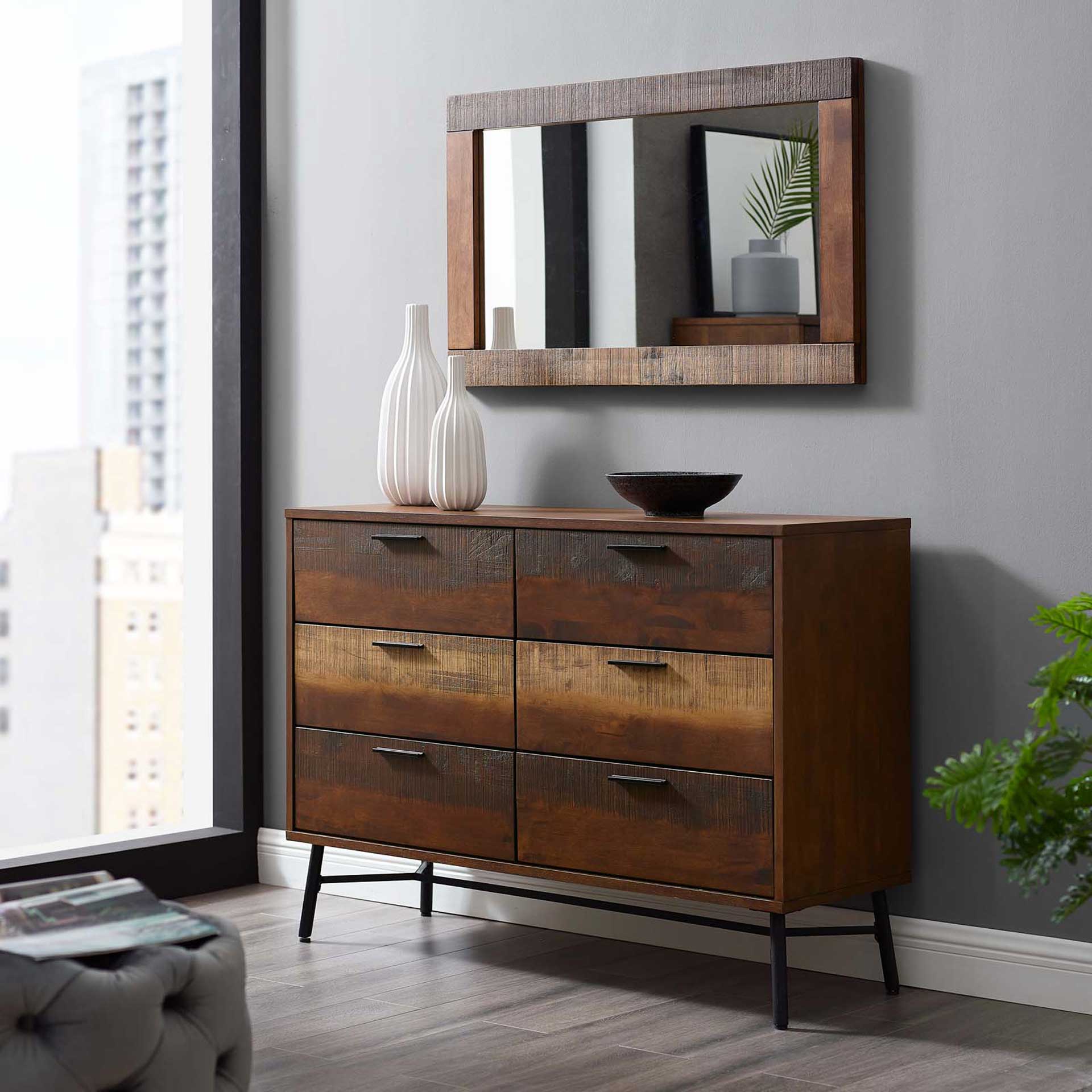 Alamosa Rustic Frame Mirror Walnut - Image 3