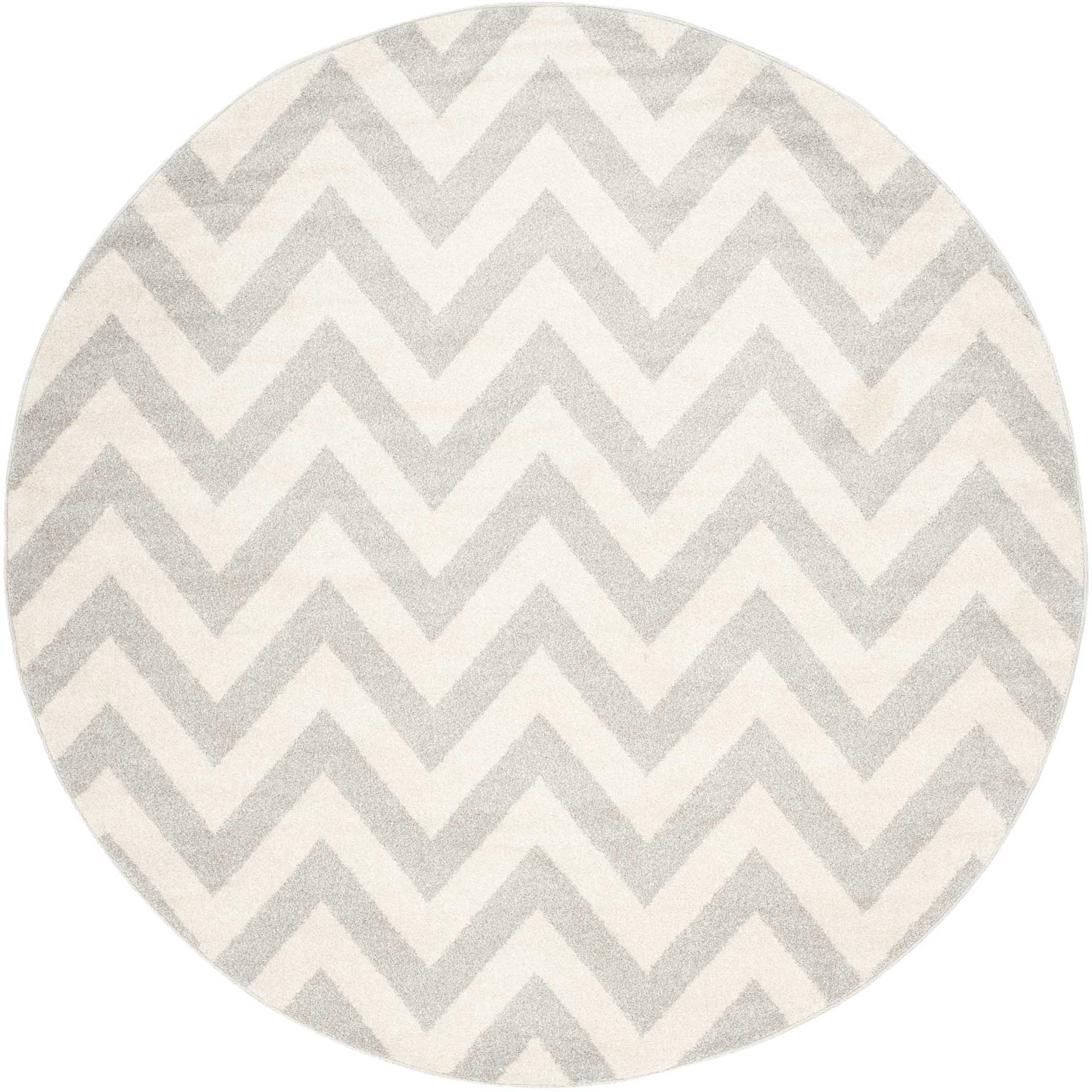 Amherst Chevron Light Gray/Beige Round Rug