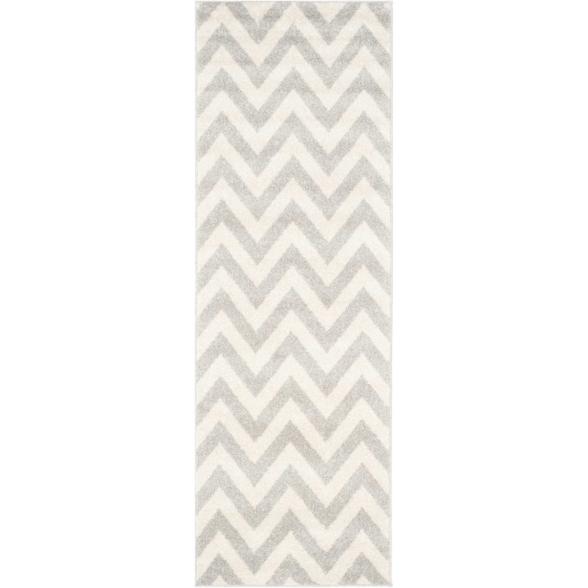 Amherst Chevron Light Gray/Beige Runner Rug