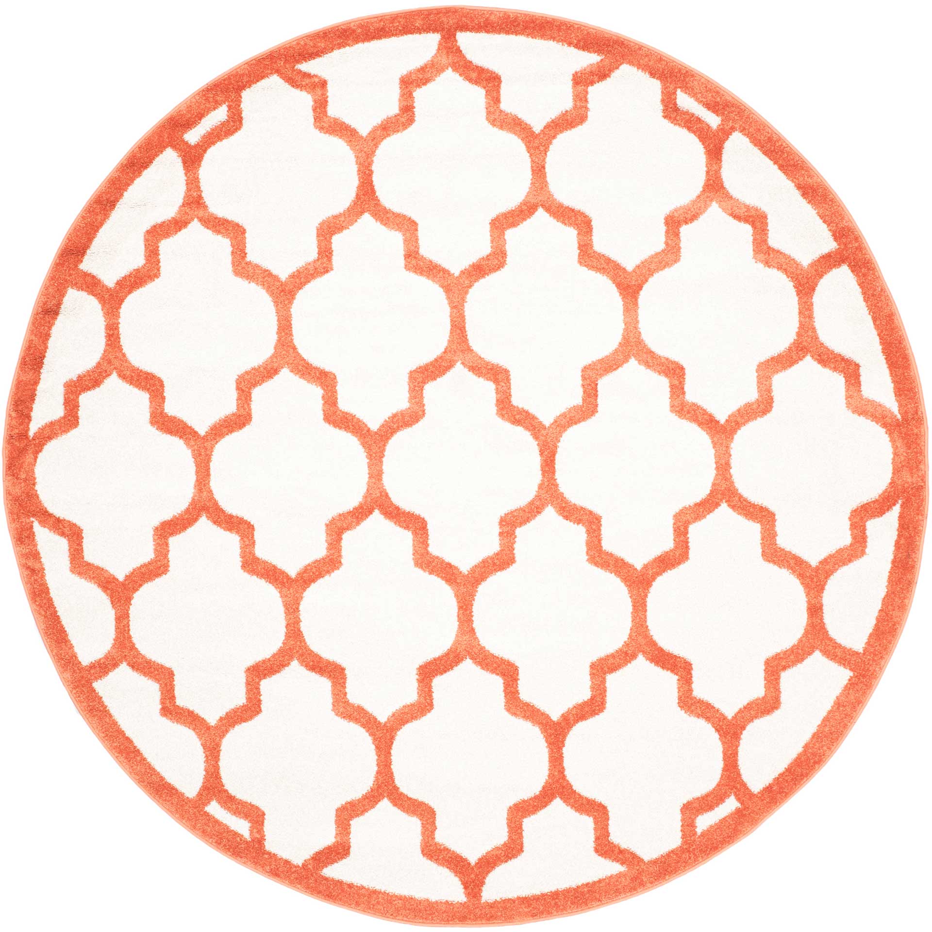 Amherst Quatrefoil Beige/Orange Round Rug