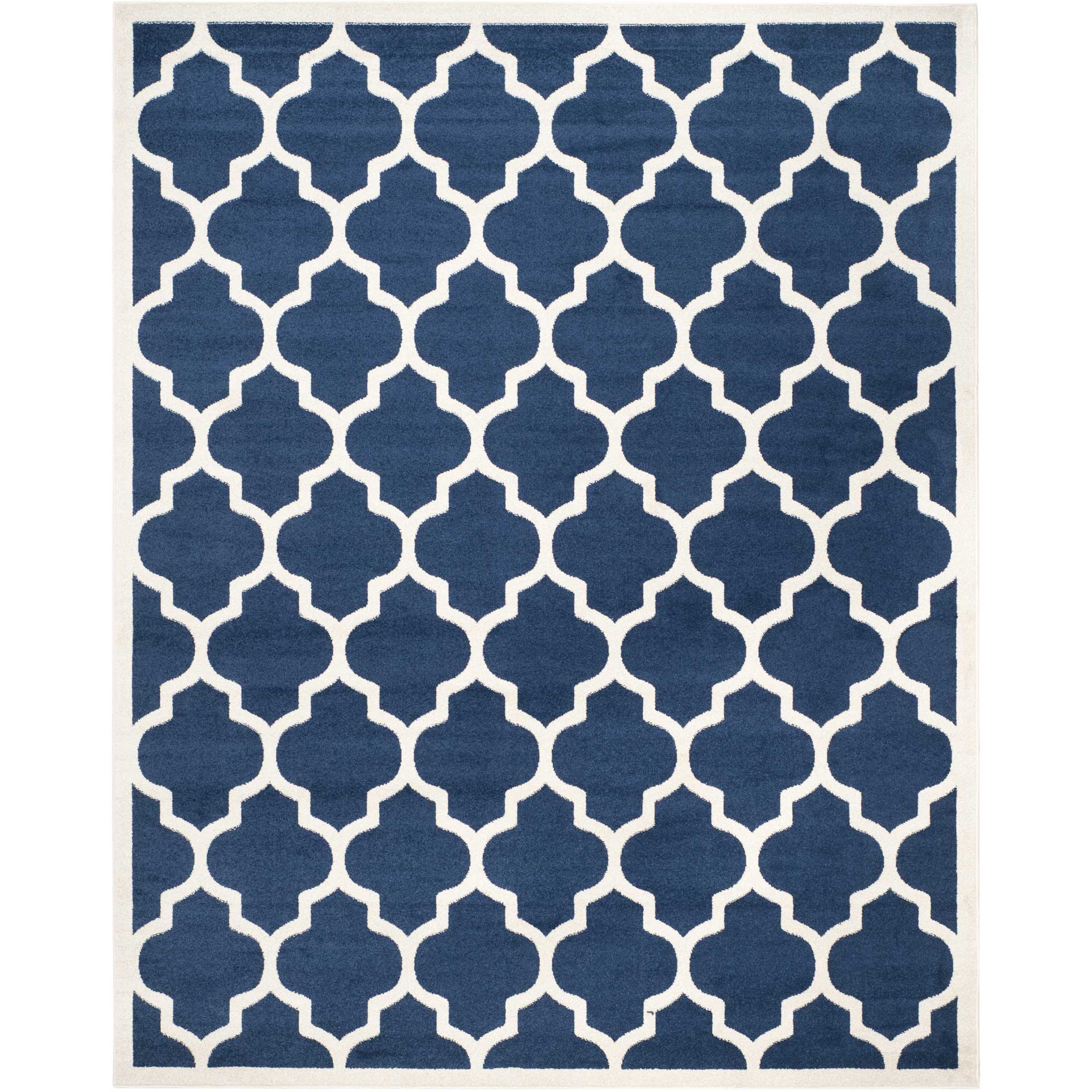Amherst Quatrefoil Navy/Beige Area Rug