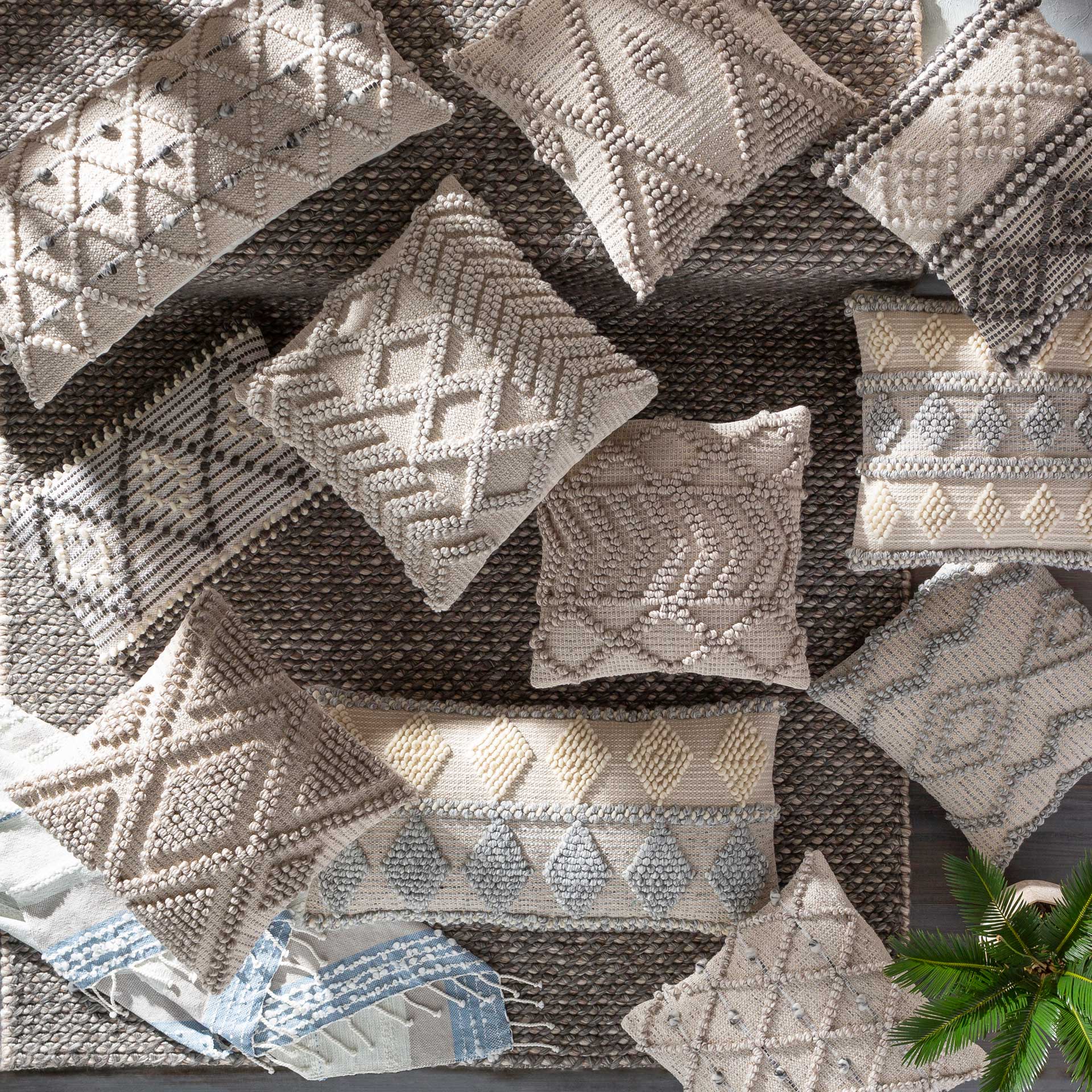 Anna Lumbar Pillow Charcoal/Cream/Beige - Image 3