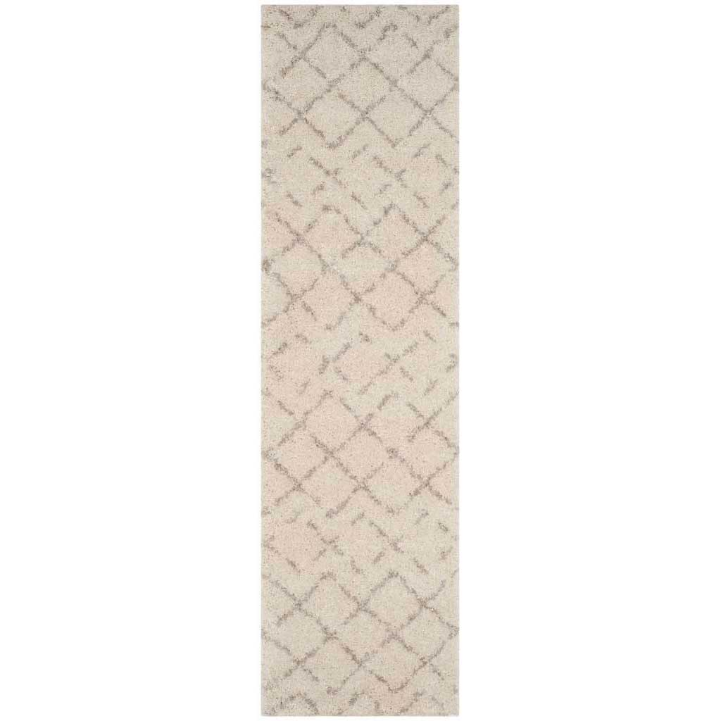 Arizona Shag Lattice Ivory/Beige Runner Rug