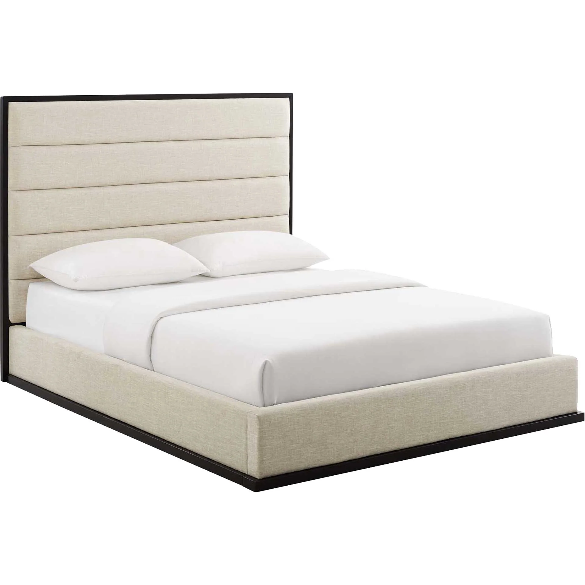 Asher Linen Fabric Platform Bed Beige