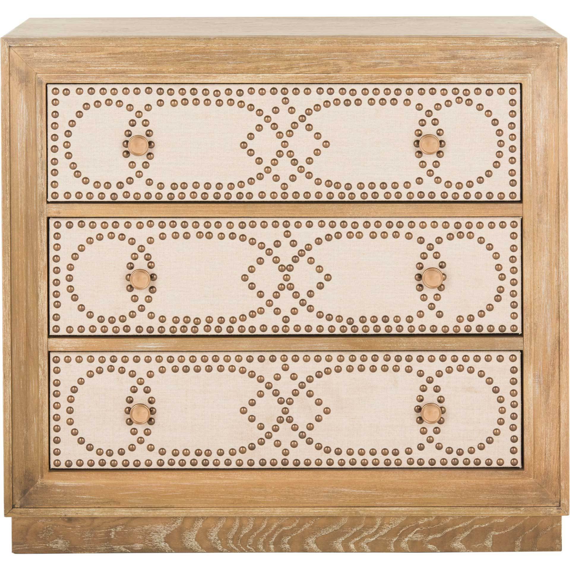 Aubrey 3 Drawer Chest Oak/Beige/Copper