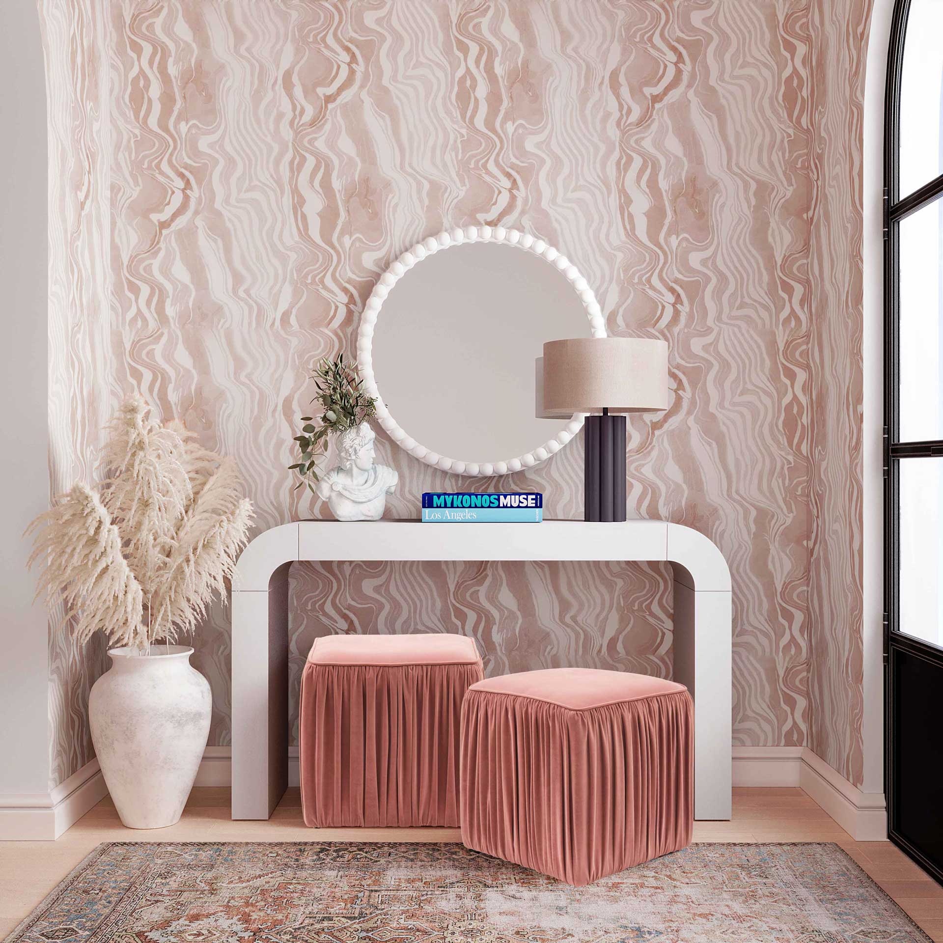 Baize Wooden Mirror White - Image 6