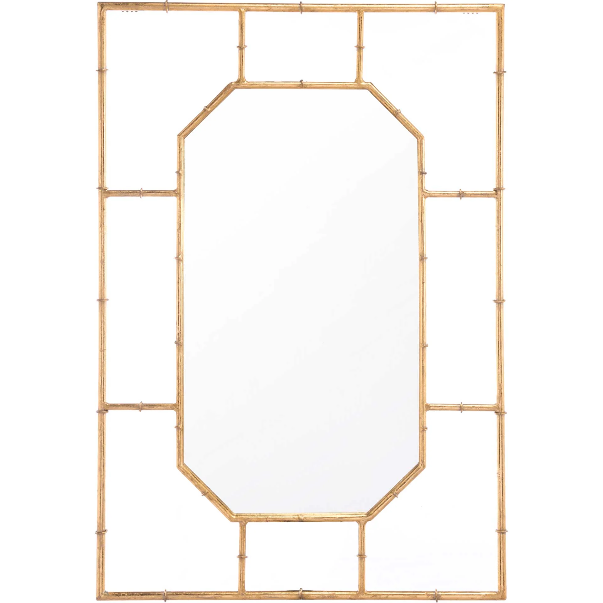 Bamboo Rectangular Mirror Gold