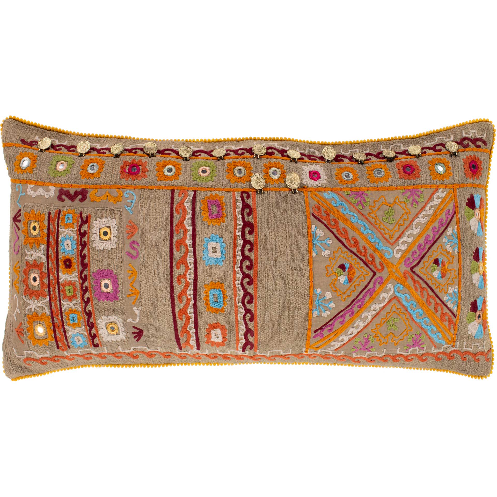 Baylee Pillow Camel/Bright Orange/Sky Blue
