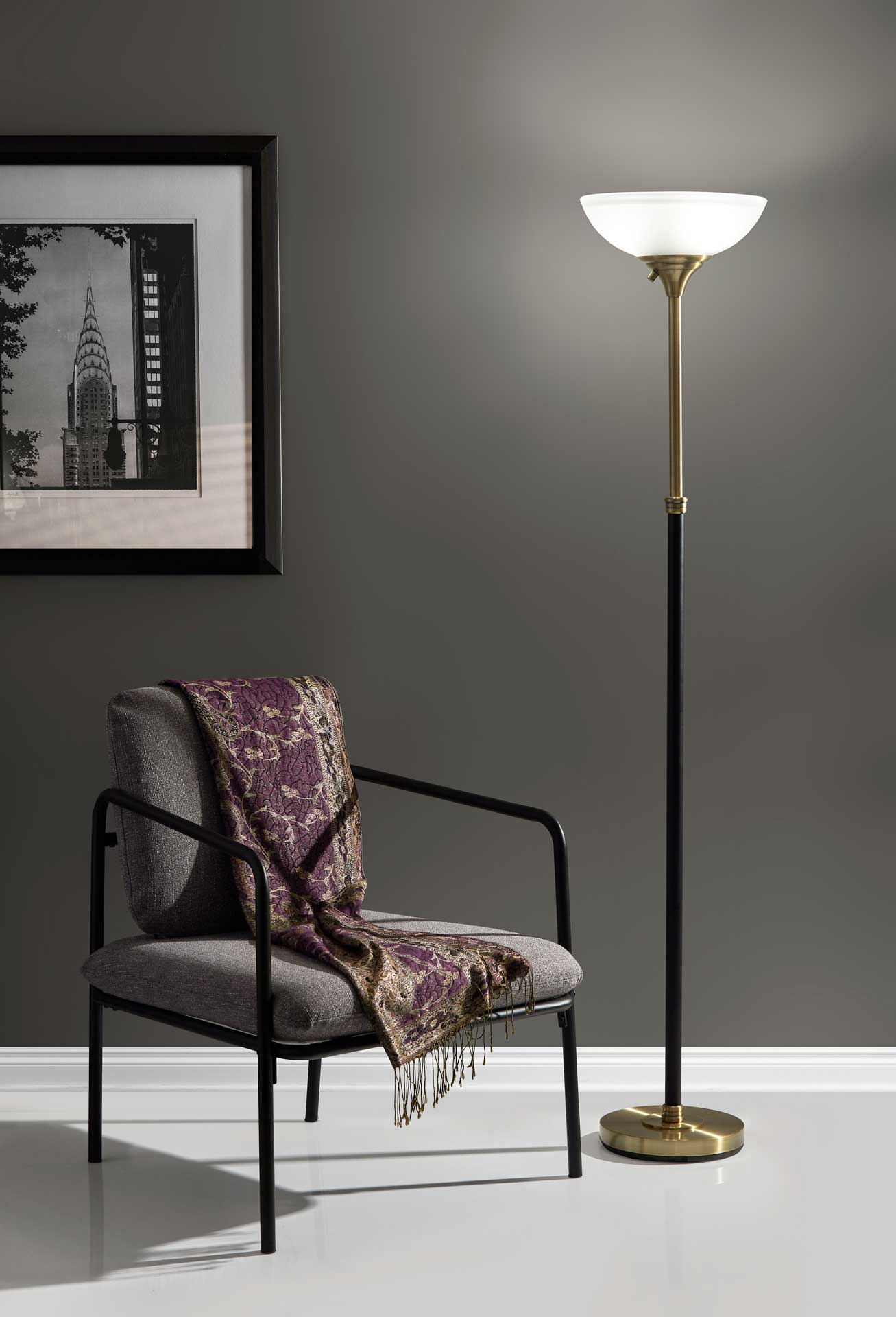 Begles Torchiere Black/Antique Brass - Image 9