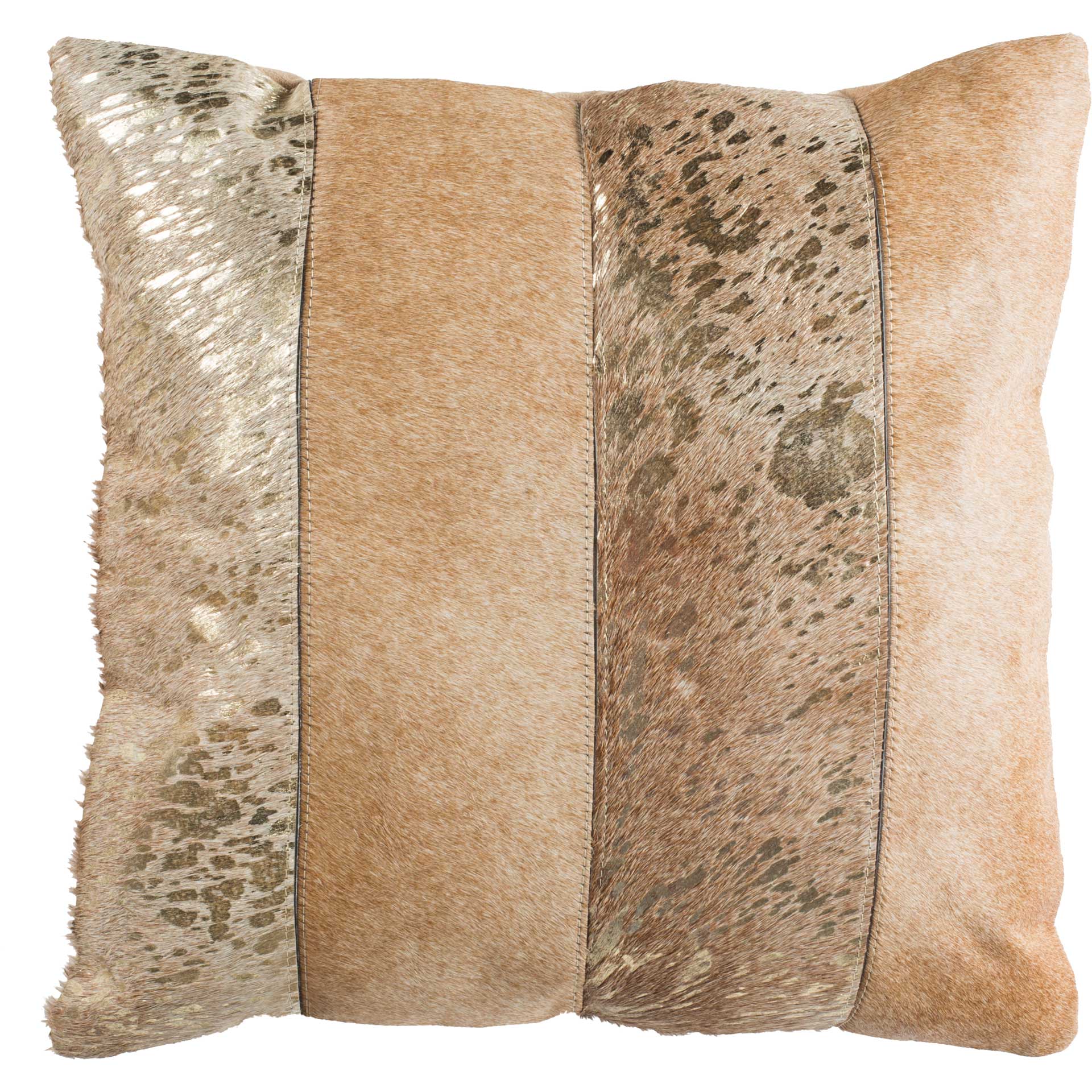 Blake Metallic Cowhide Pillow Beige/Gold