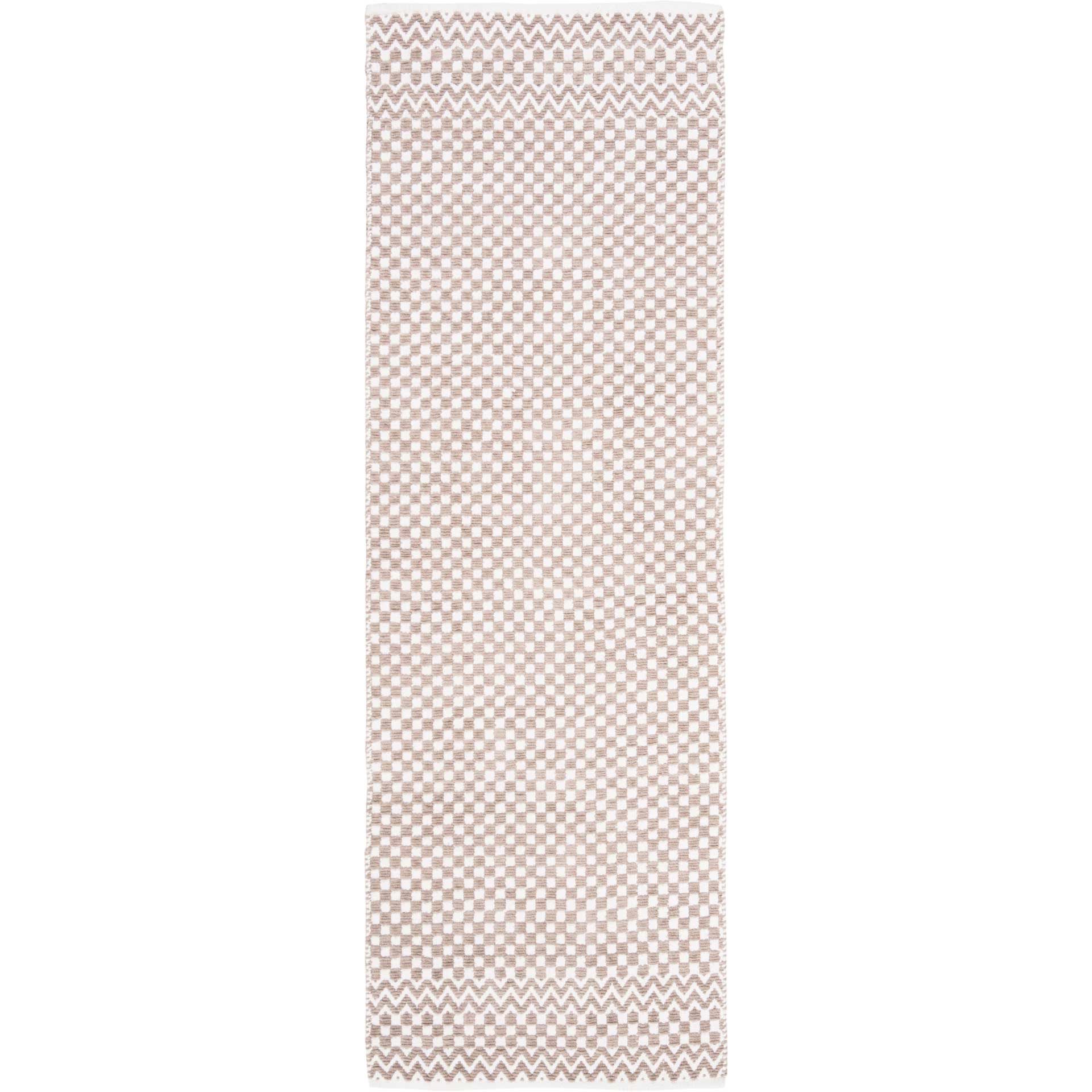 Boston Checker Taupe Runner Rug