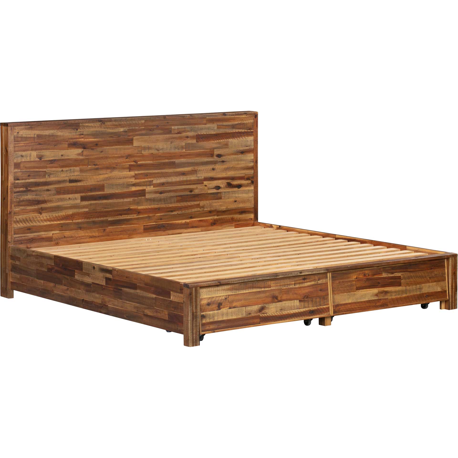 Boston Wooden Storage Bed Rustic Acacia
