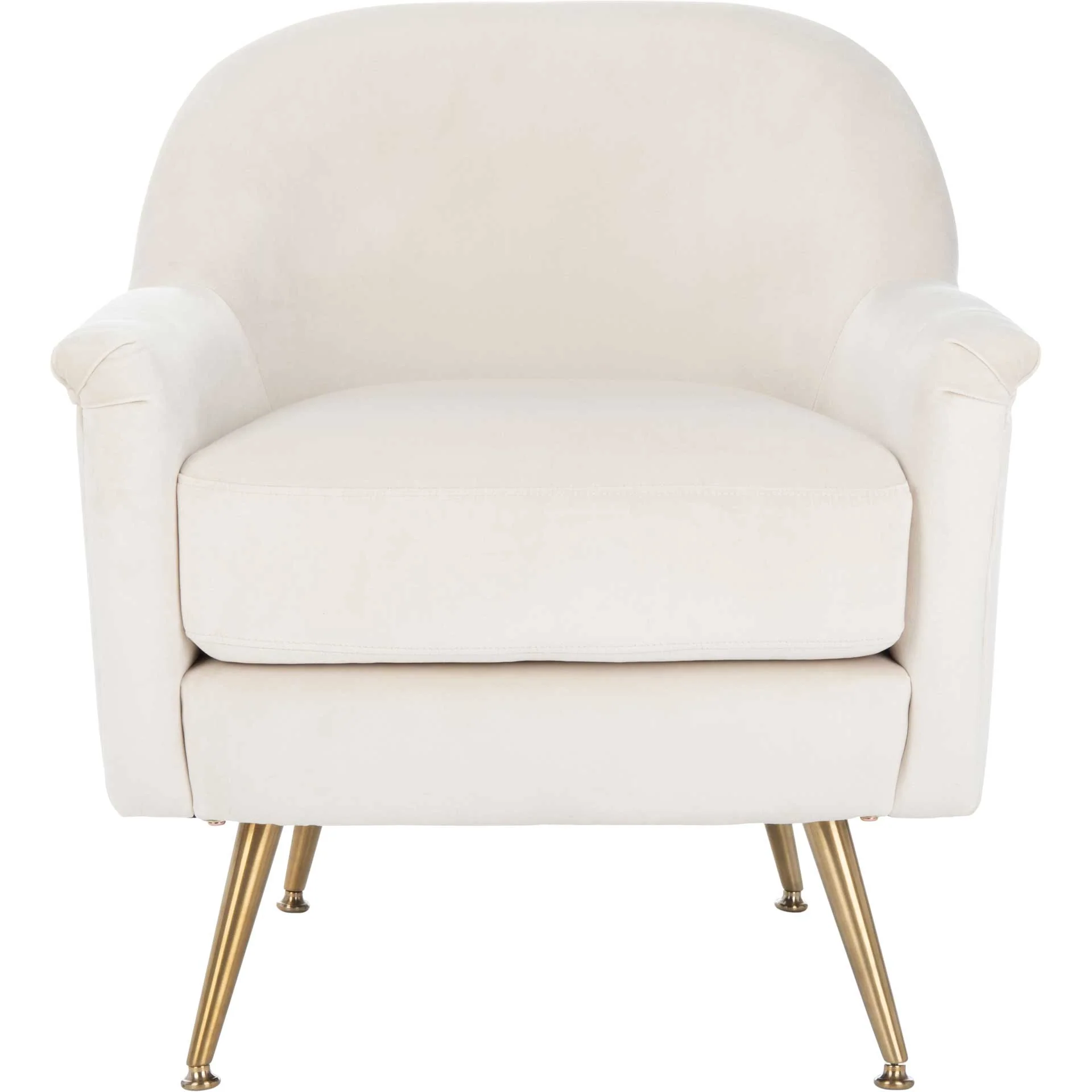 Brendan Mid Century Arm Chair Ivory/Brass