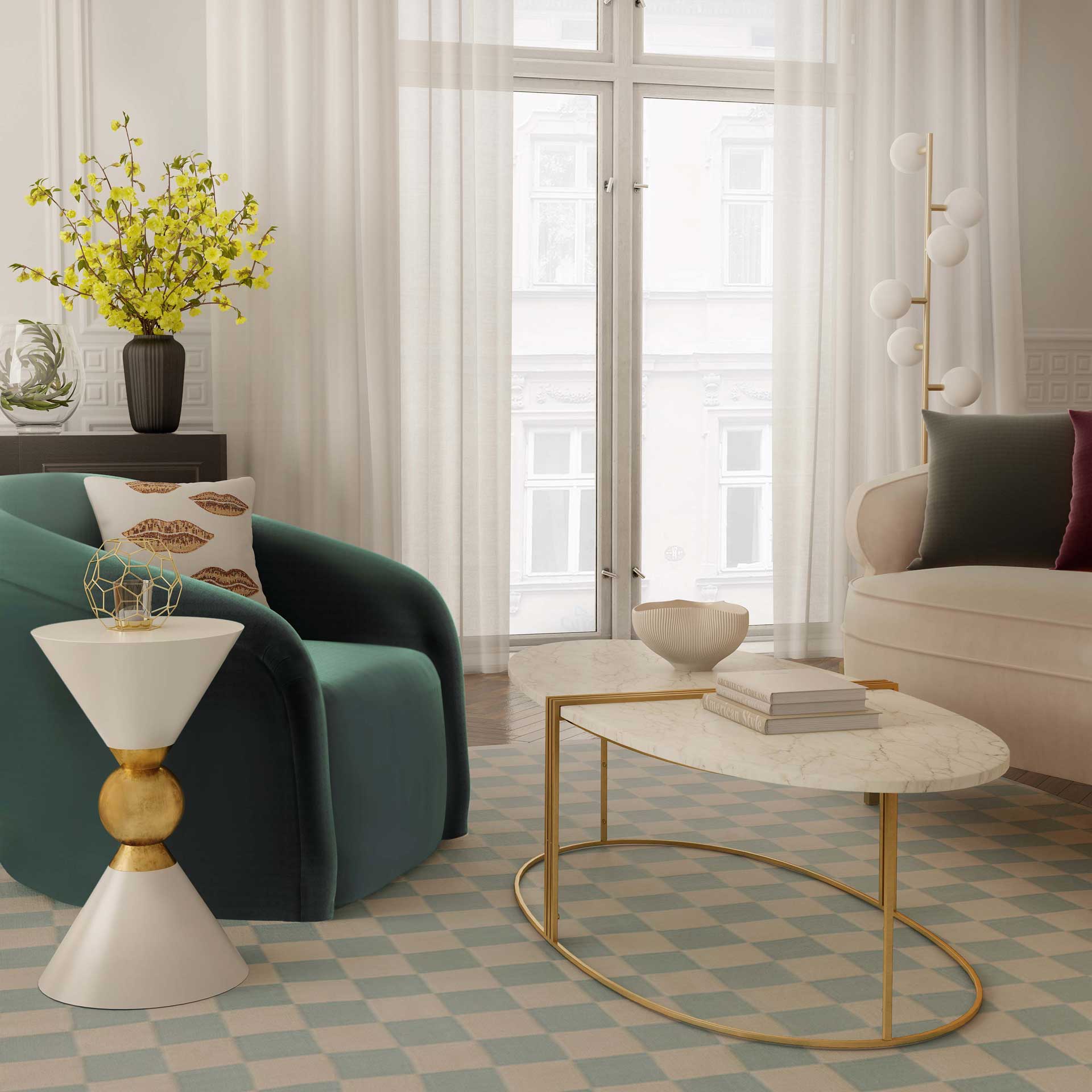 Cairo Oval Marble Coffee Table Gold/White - Image 7