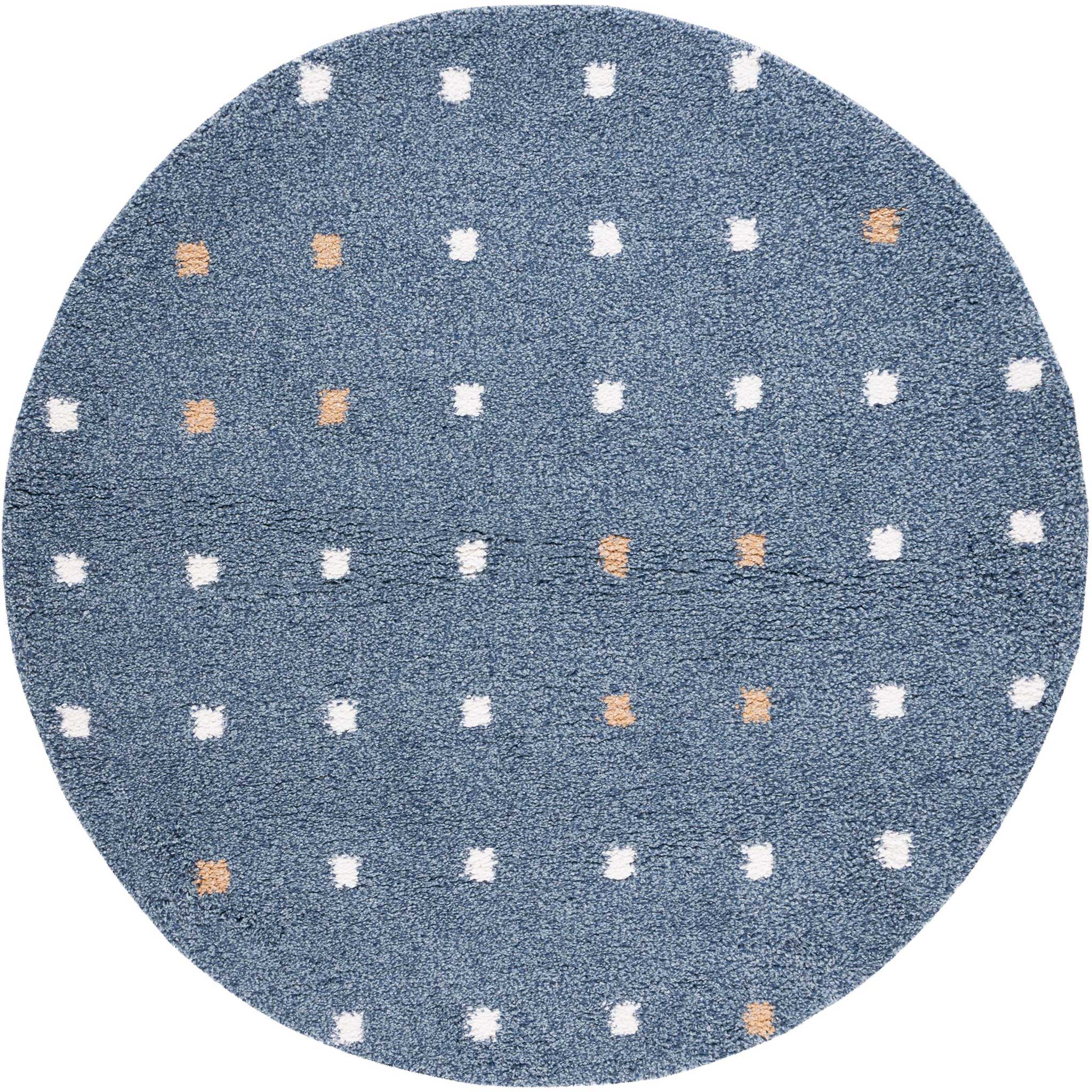 Calico Shag 102 Round Rug Blue/Ivory