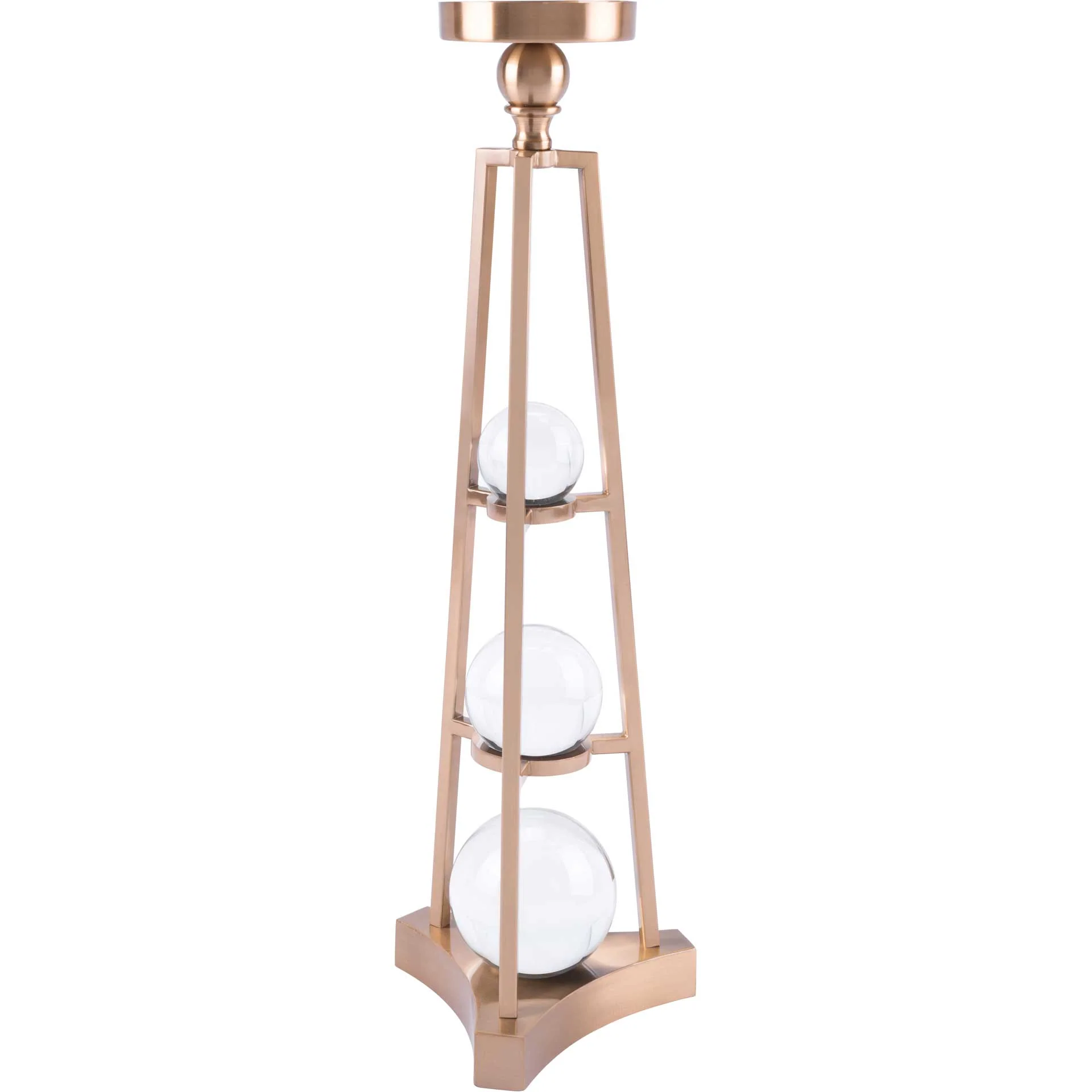 Candle Holder With Orbs Antique Brass