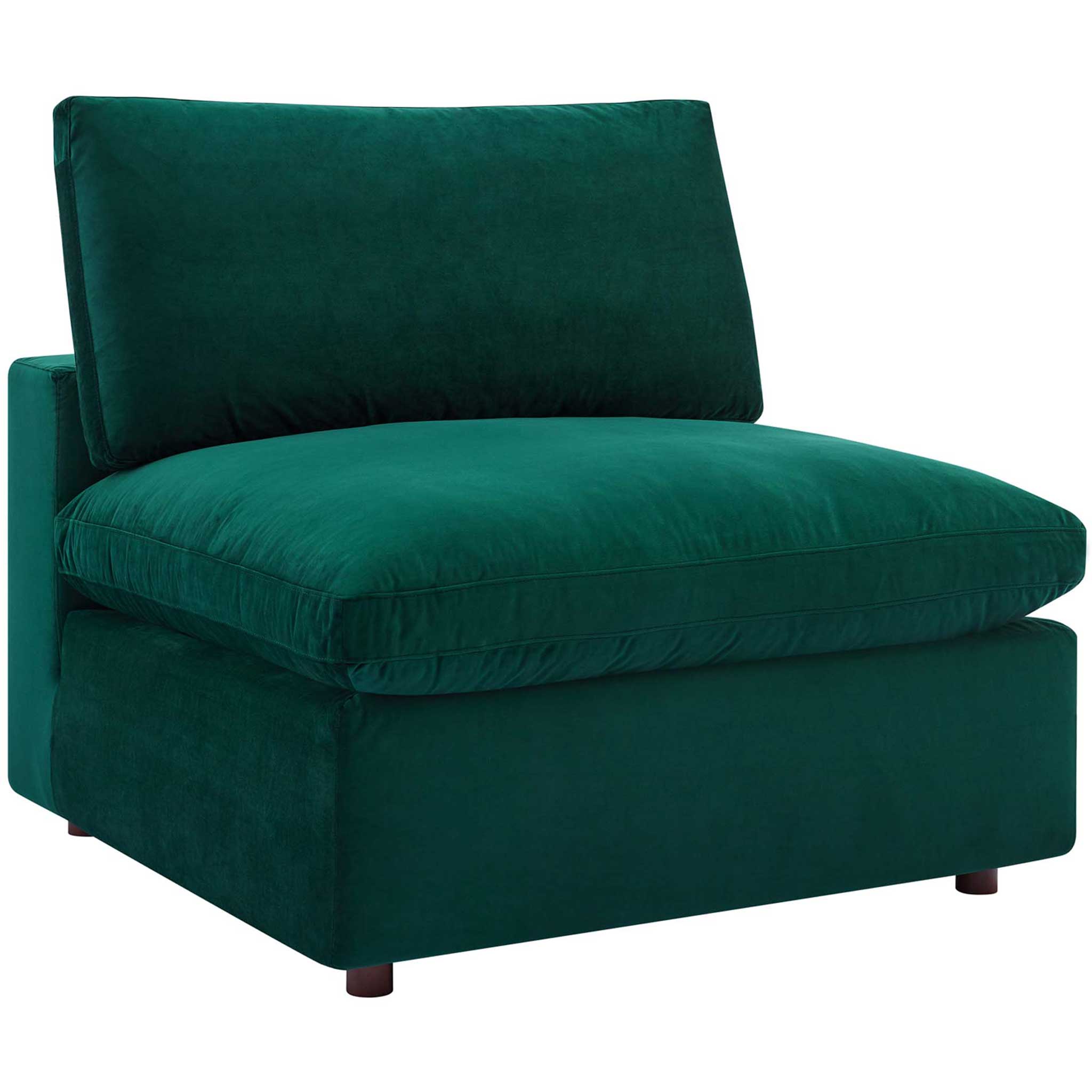 Carmen 4 Piece Modular Velvet Sofa with Ottoman Green - Image 5