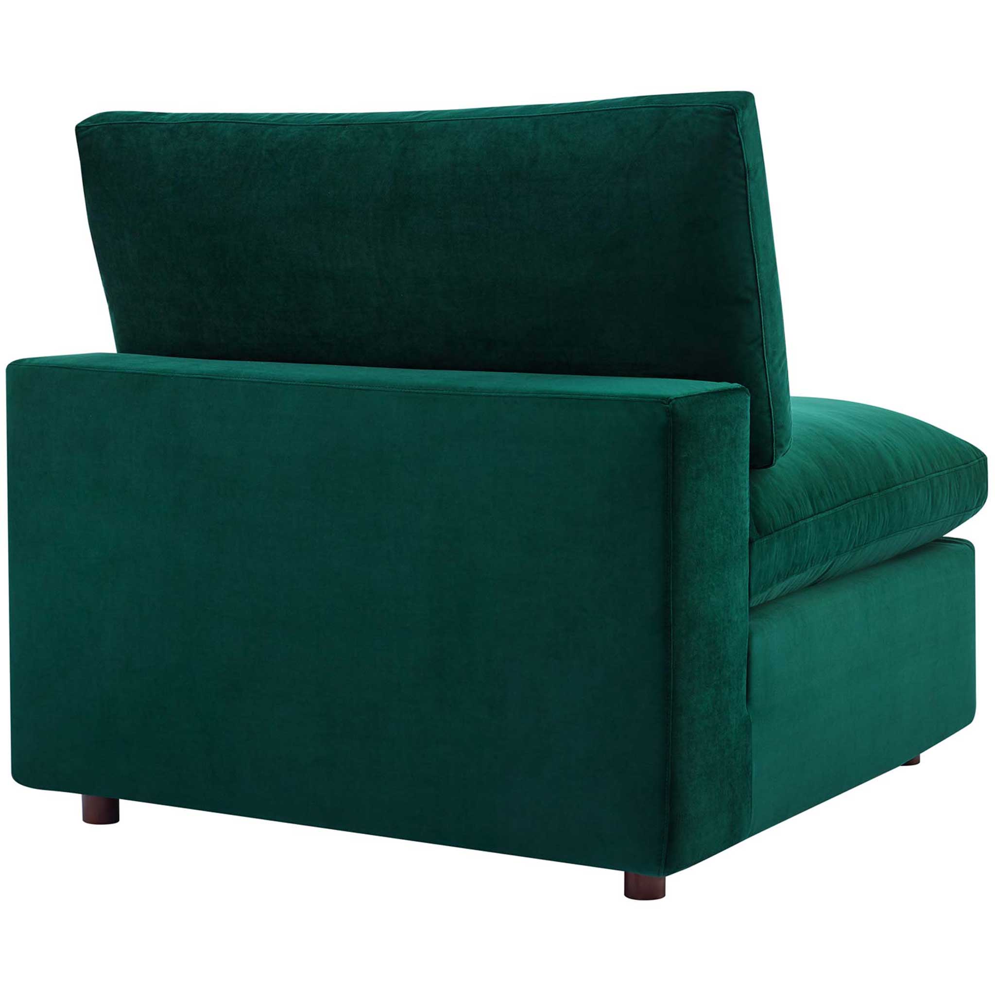 Carmen 4 Piece Modular Velvet Sofa with Ottoman Green - Image 6