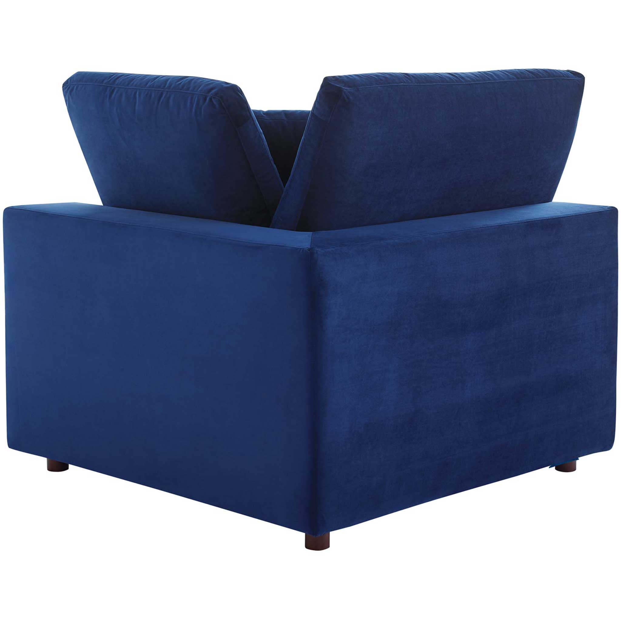 Carmen 4 Piece Modular Velvet Sofa with Ottoman Navy - Image 4