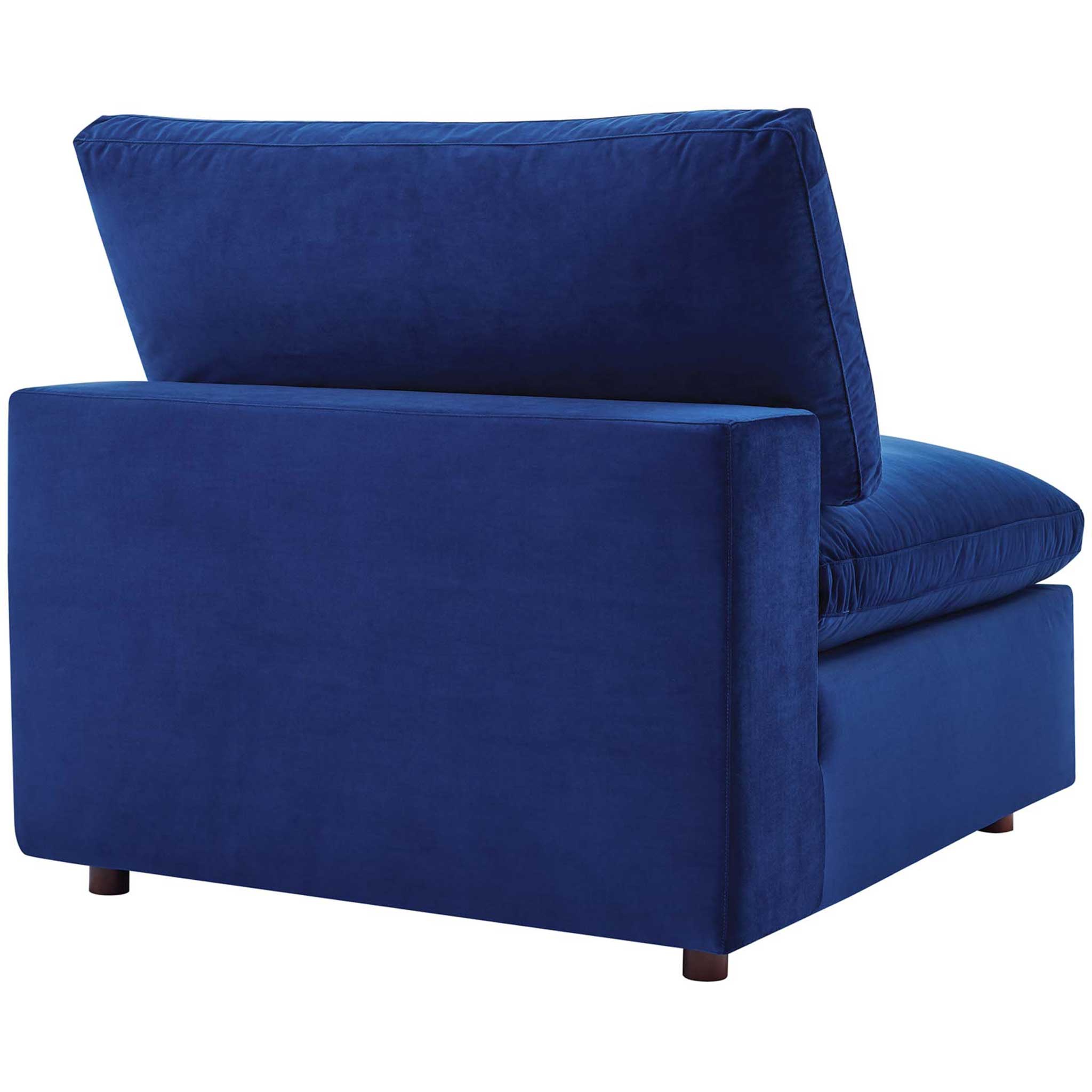 Carmen 4 Piece Modular Velvet Sofa with Ottoman Navy - Image 6