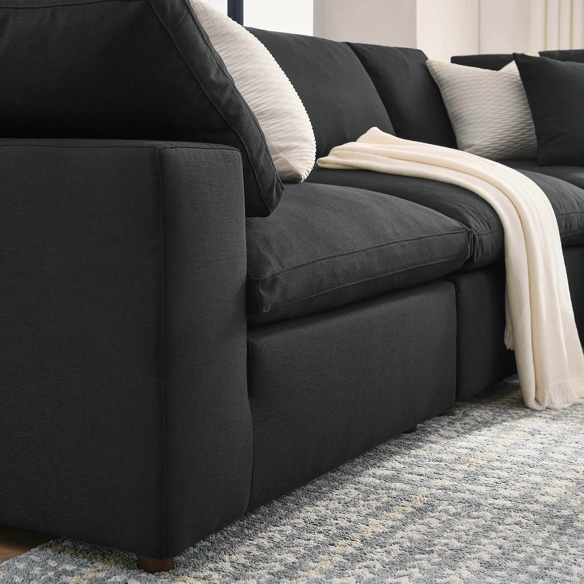 Carmen 5 Piece Modular Sectional Sofa Black - Image 10