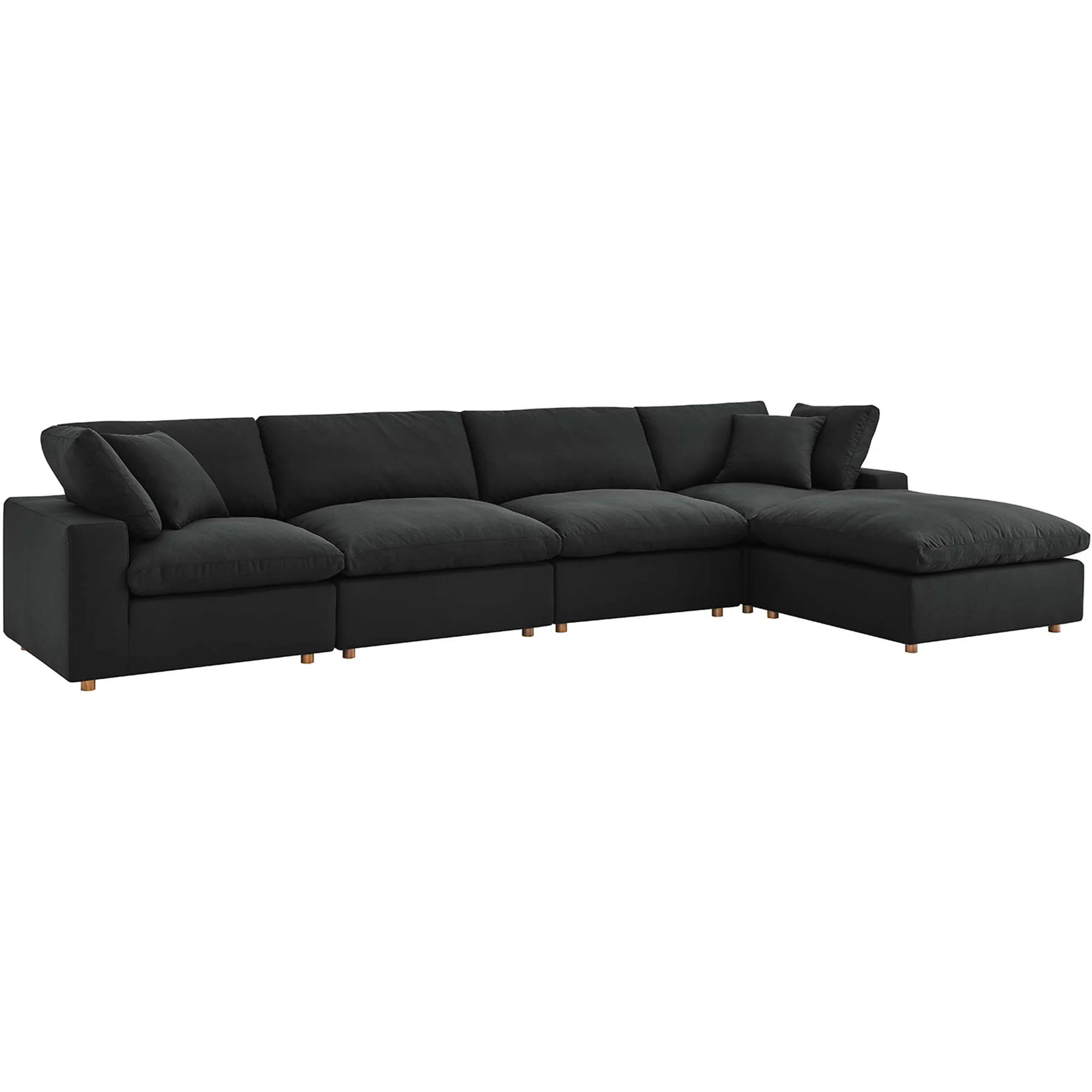 Carmen 5 Piece Modular Sofa with Ottoman Black - Image 3