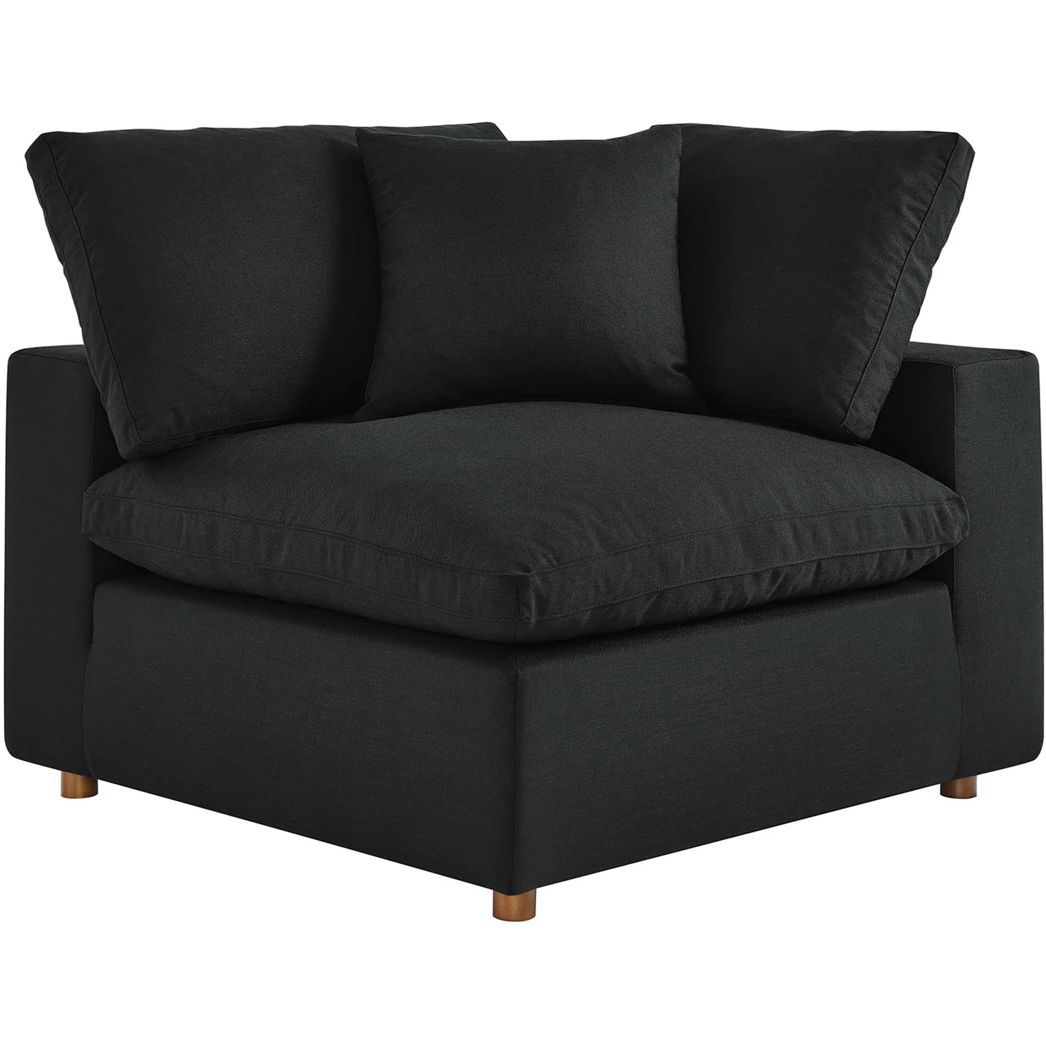 Carmen 5 Piece Modular Sofa with Ottoman Black - Image 4