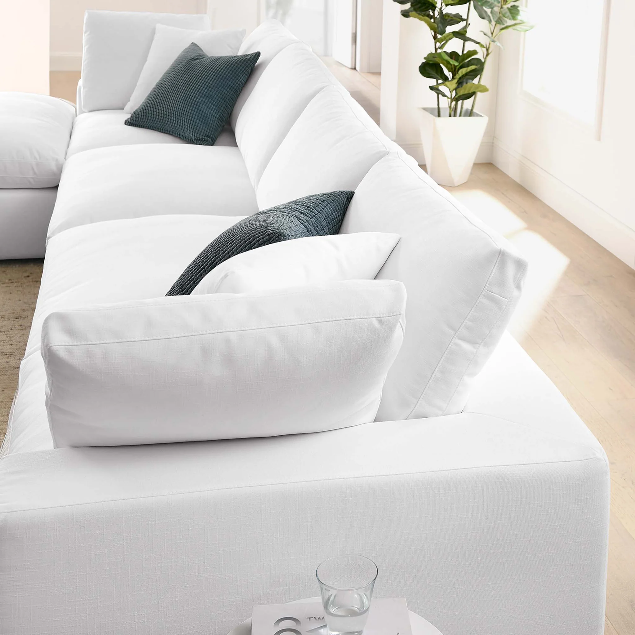 Carmen 5 Piece Modular Sofa with Ottoman Pure White - Image 11