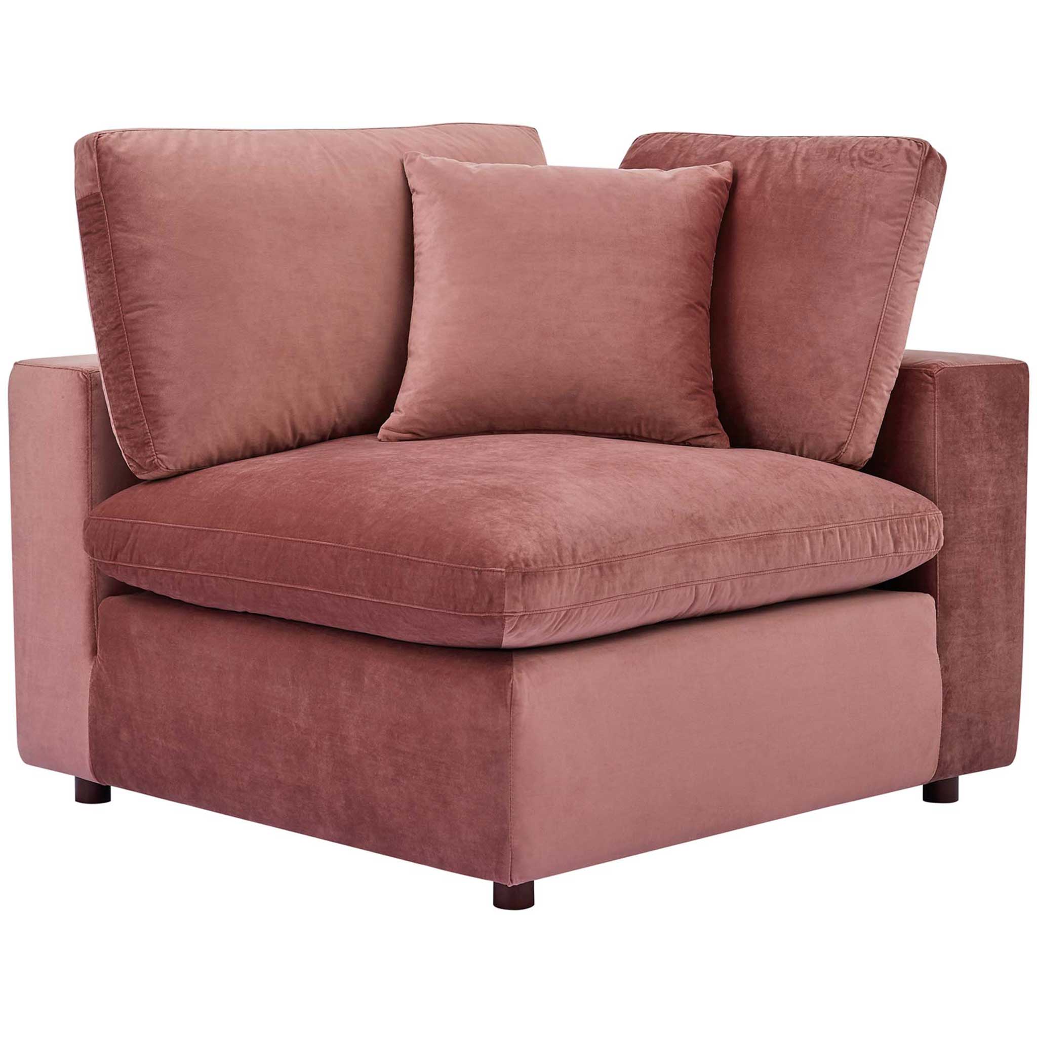 Carmen 5 Piece Modular Velvet Sofa with Ottoman Dusty Rose - Image 3