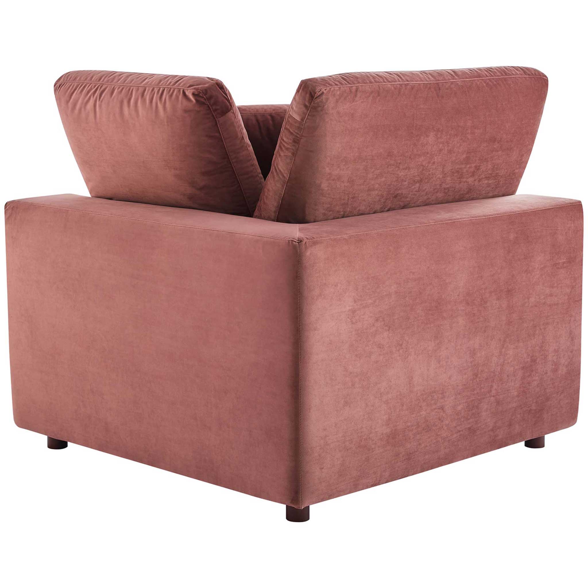 Carmen 5 Piece Modular Velvet Sofa with Ottoman Dusty Rose - Image 4