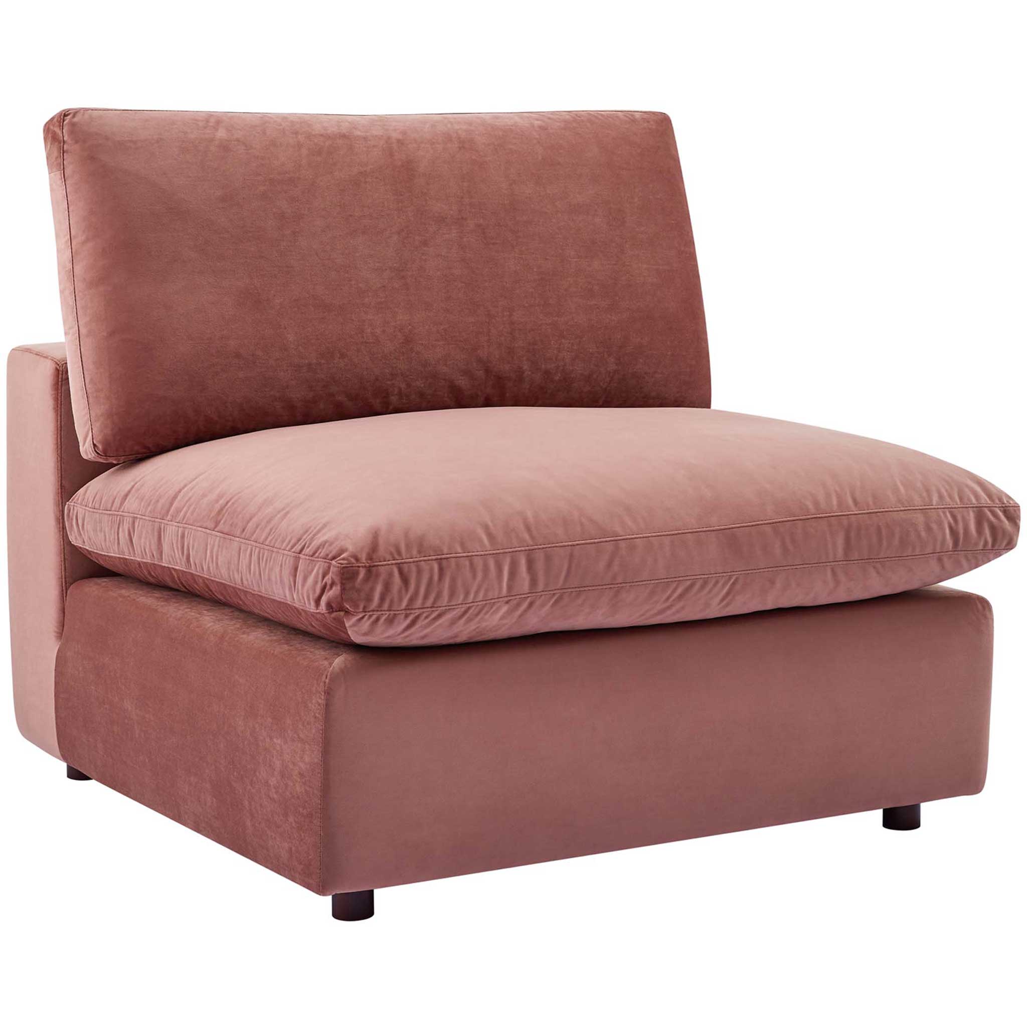 Carmen 5 Piece Modular Velvet Sofa with Ottoman Dusty Rose - Image 5