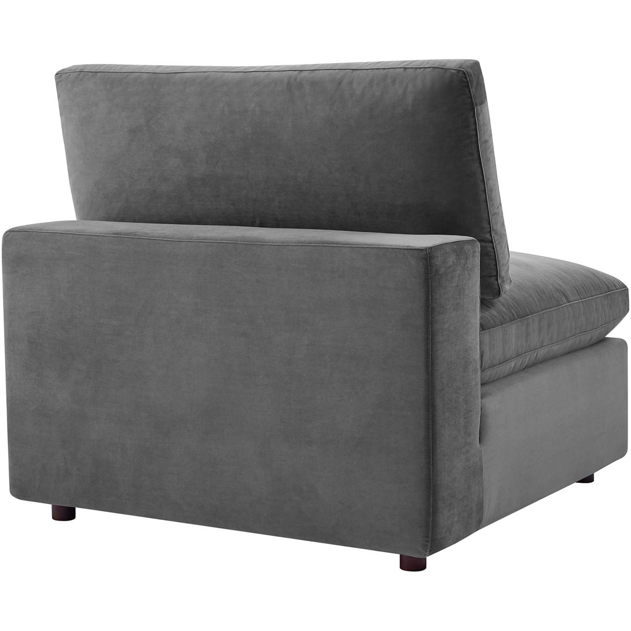 Carmen 5 Piece Modular Velvet Sofa with Ottoman Gray - Image 6