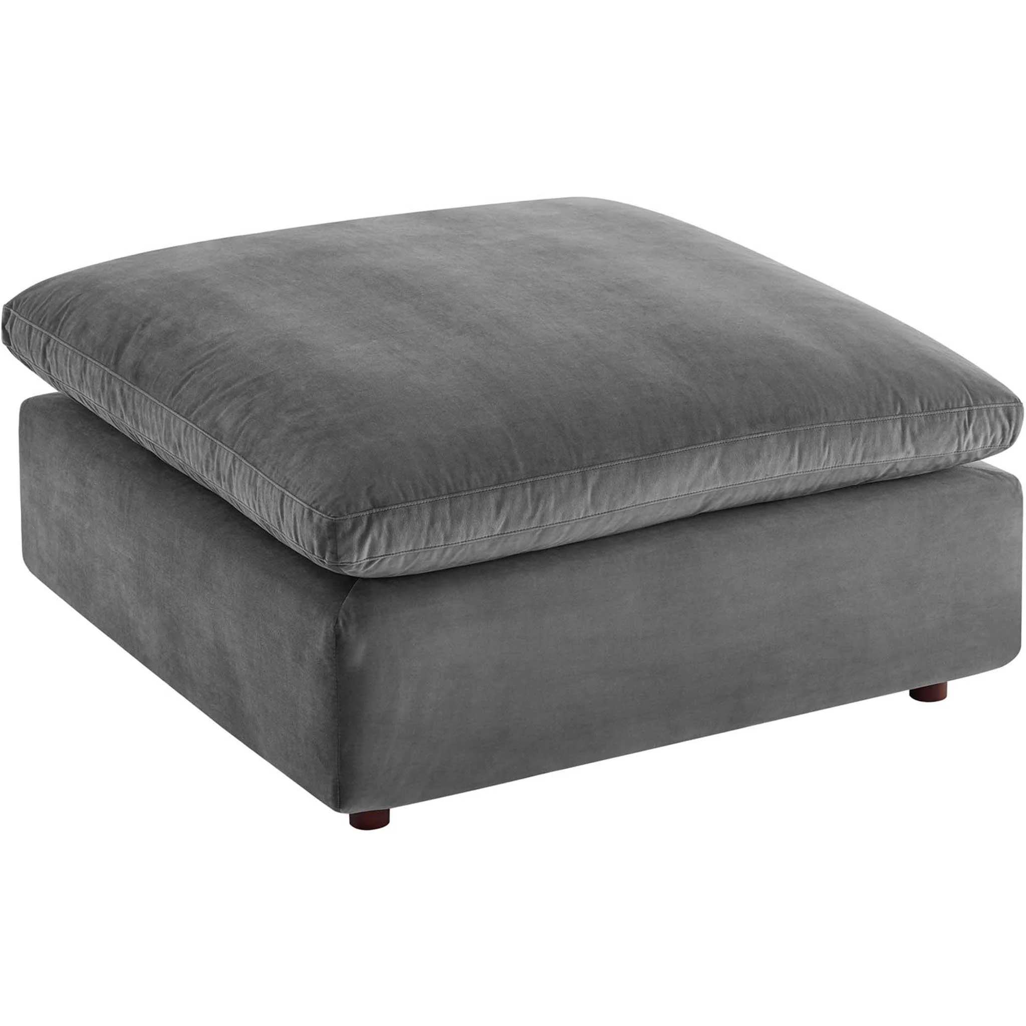 Carmen 5 Piece Modular Velvet Sofa with Ottoman Gray - Image 7