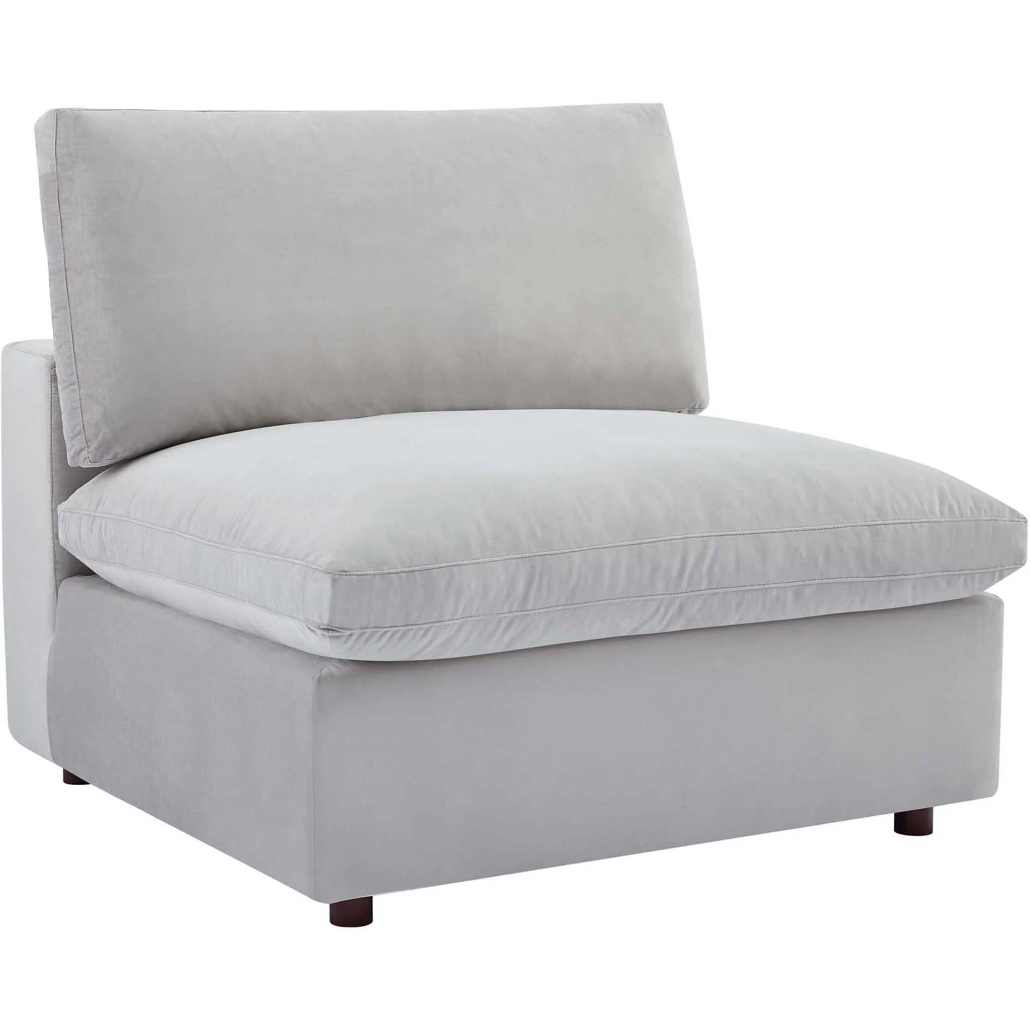 Carmen 5 Piece Modular Velvet Sofa with Ottoman Light Gray - Image 5