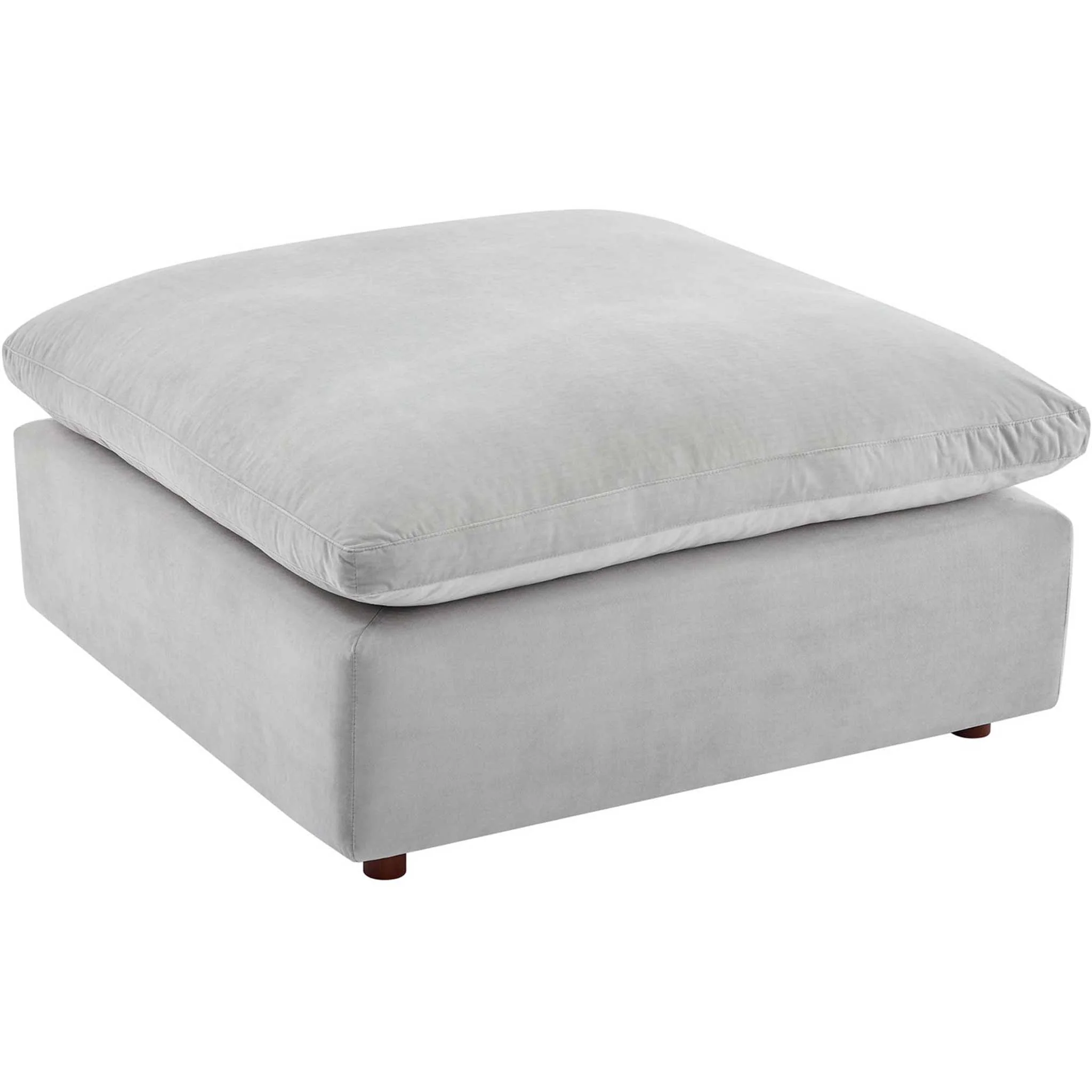 Carmen 5 Piece Modular Velvet Sofa with Ottoman Light Gray - Image 7