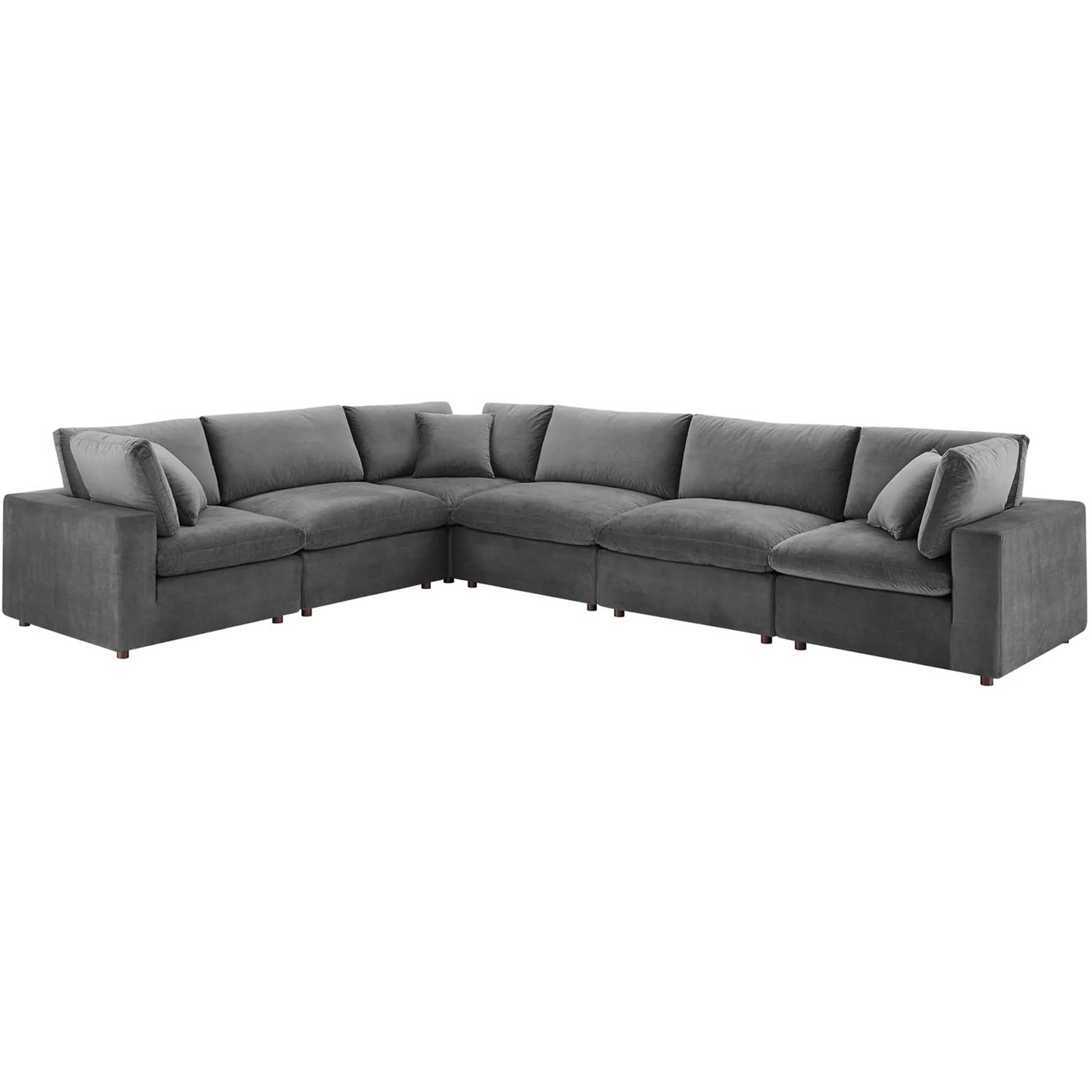 Carmen 6 Piece Modular Sectional Velvet Sofa Gray