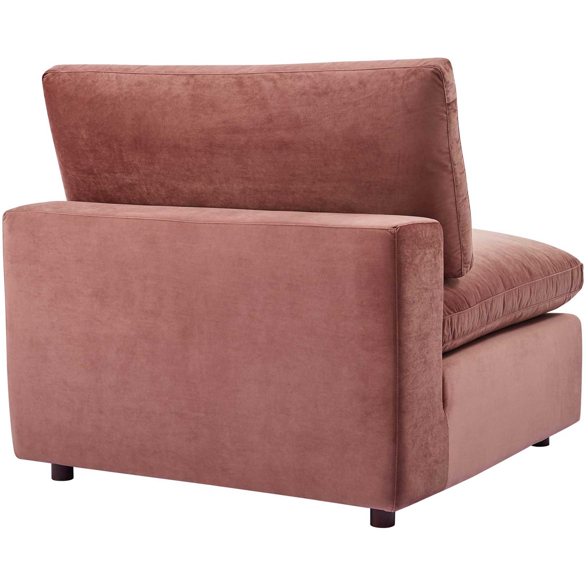Carmen 6 Piece Modular Velvet Sofa with Ottomans Dusty Rose - Image 6