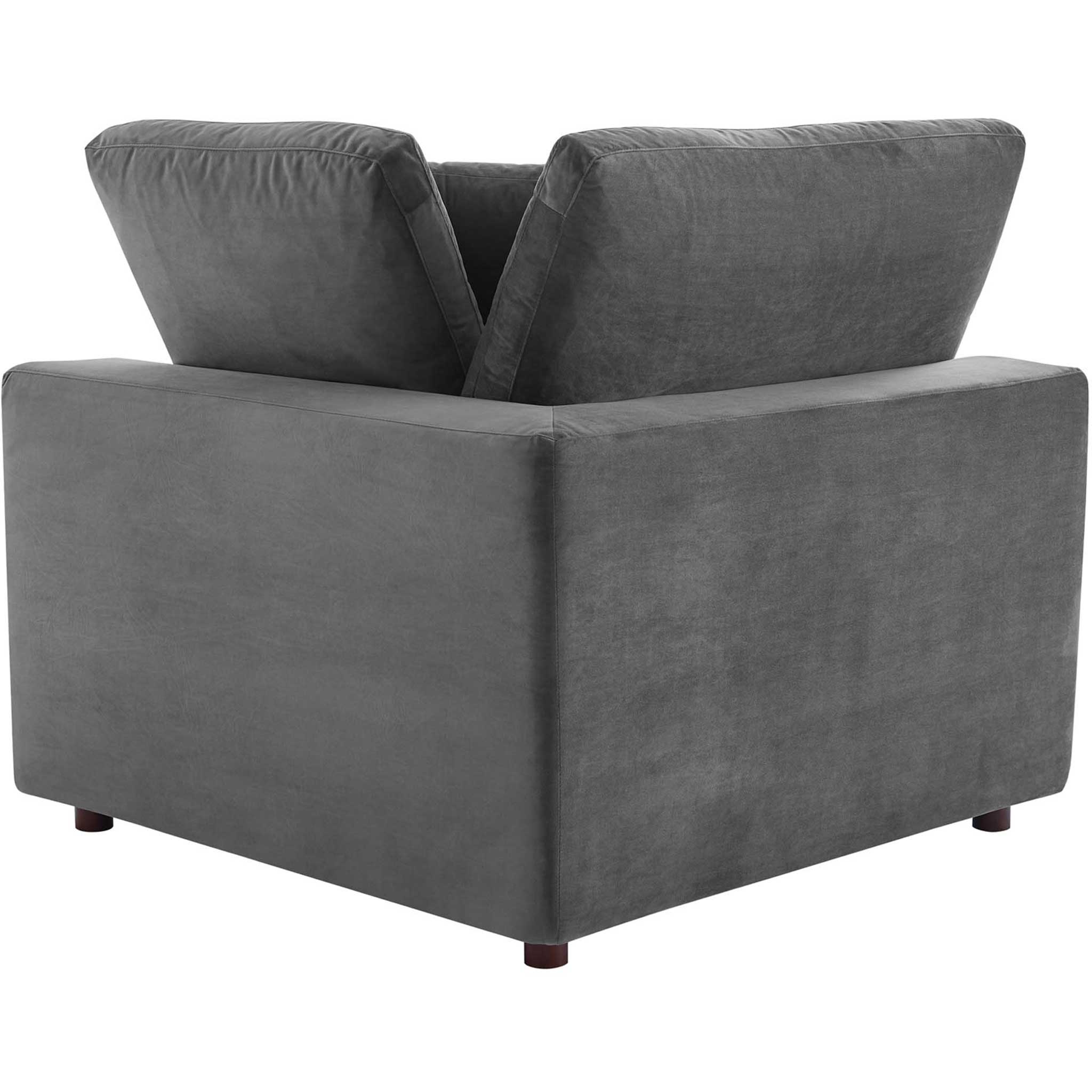 Carmen 6 Piece Modular Velvet Sofa with Ottomans Gray - Image 4
