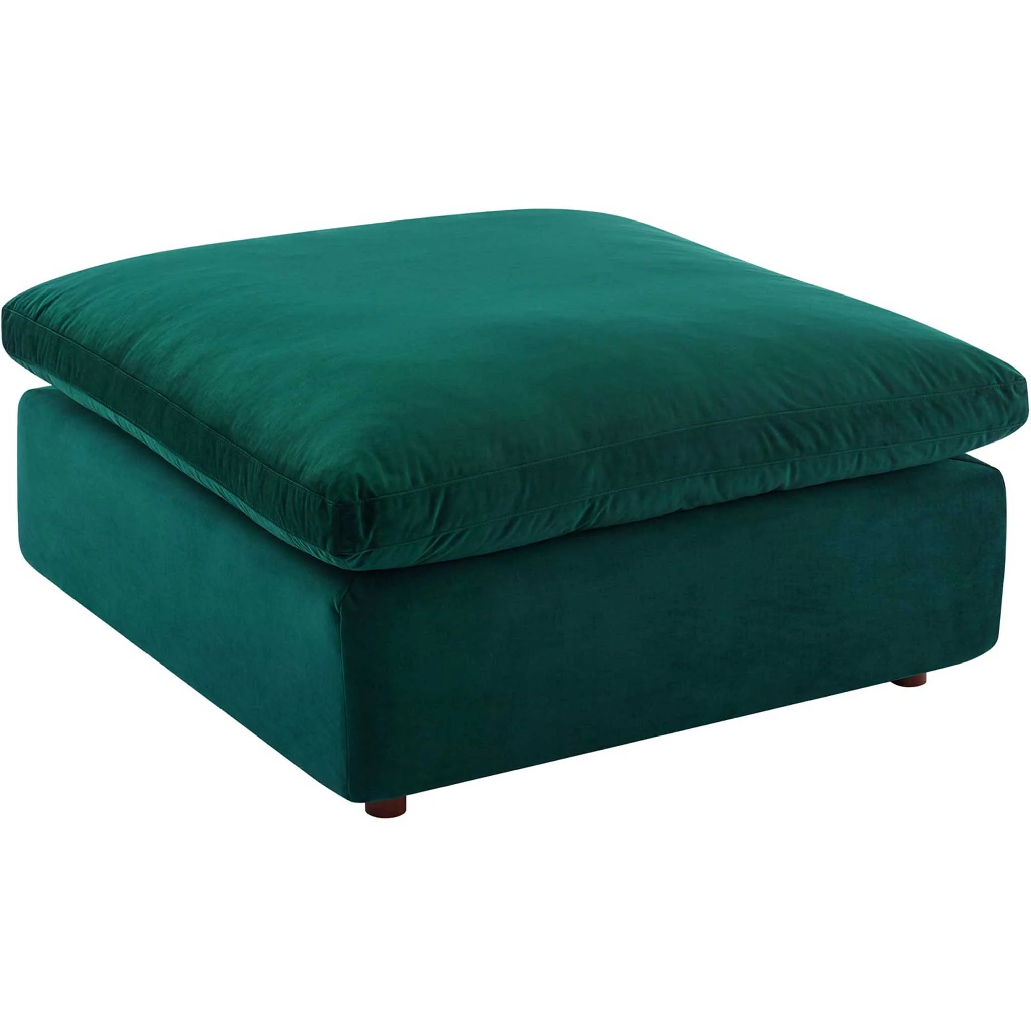 Carmen 6 Piece Modular Velvet Sofa with Ottomans Green - Image 7