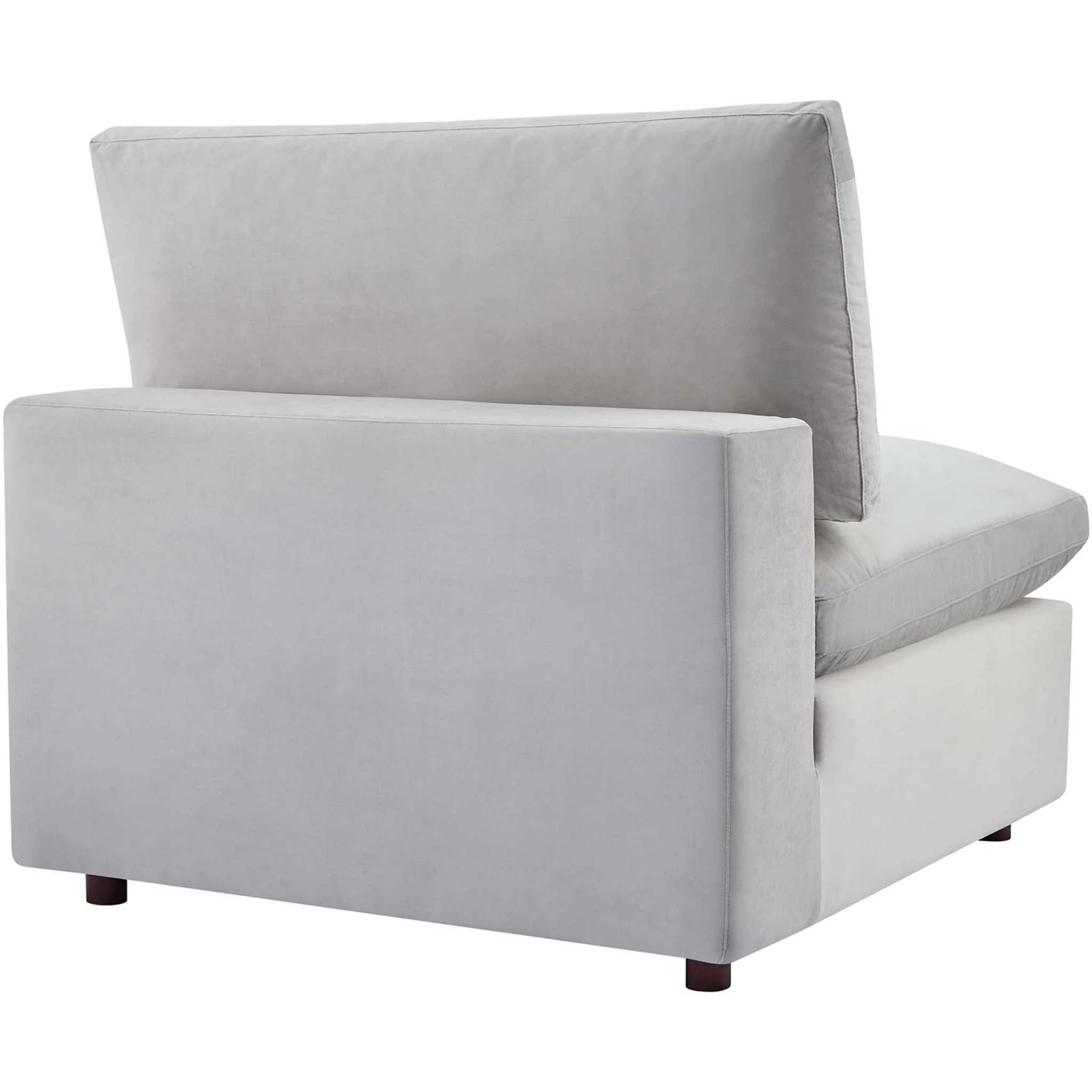 Carmen 6 Piece Modular Velvet Sofa with Ottomans Light Gray - Image 6