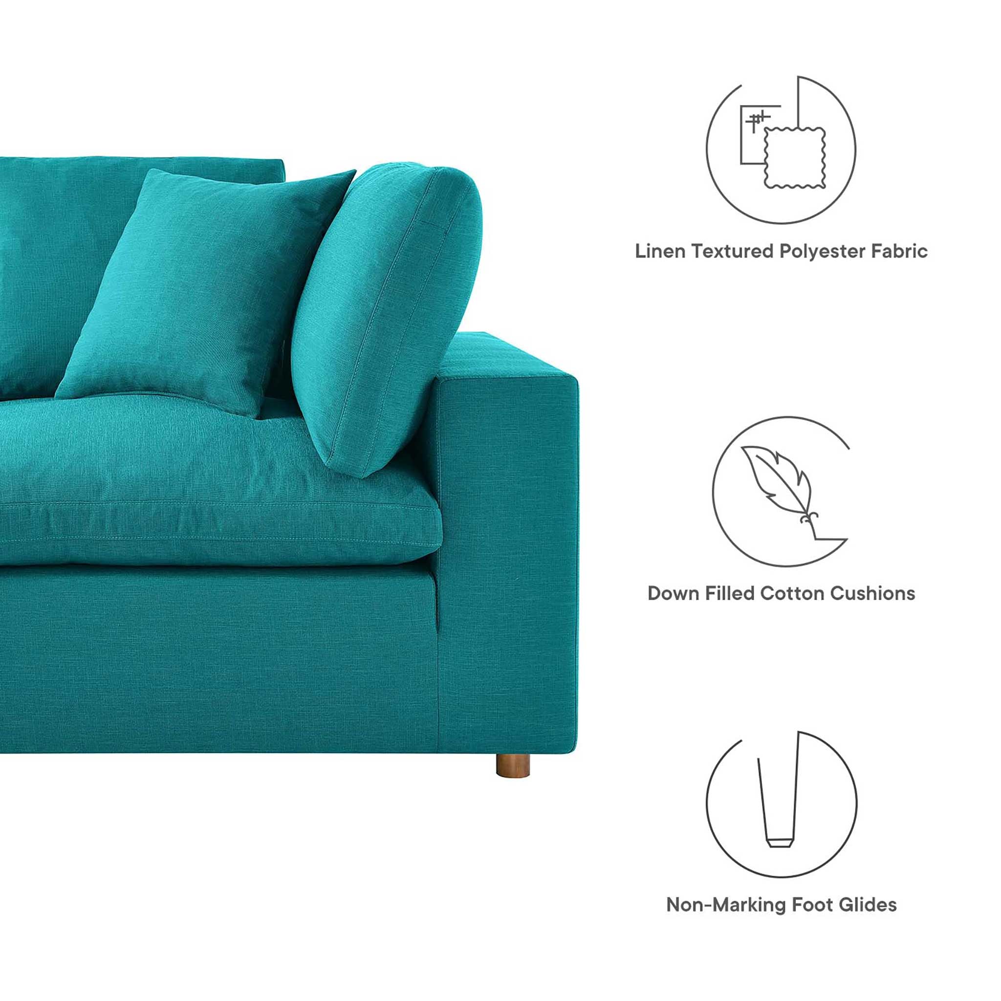 Carmen Down Filled Overstuffed Loveseat Teal - Image 3